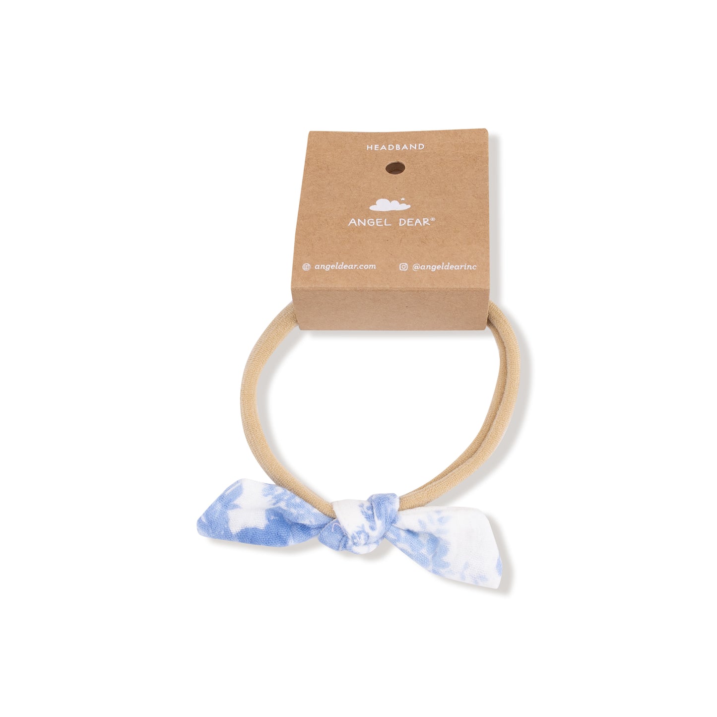 Bow with Nylon Headband in our  Dream Cottage Floral Blue print from Angel Dear