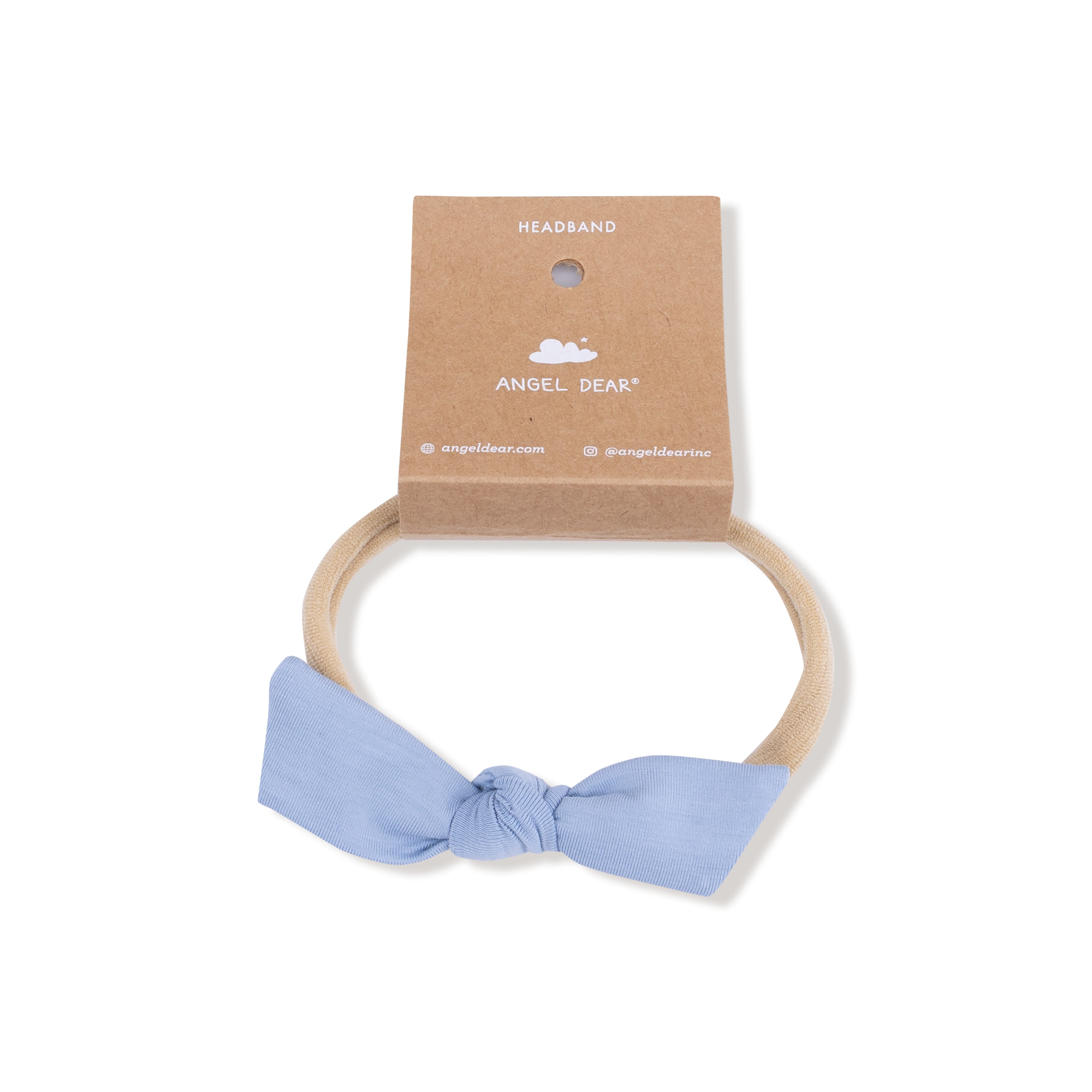 Bow with Nylon Headband in our Soft Chambray print from Angel Dear
