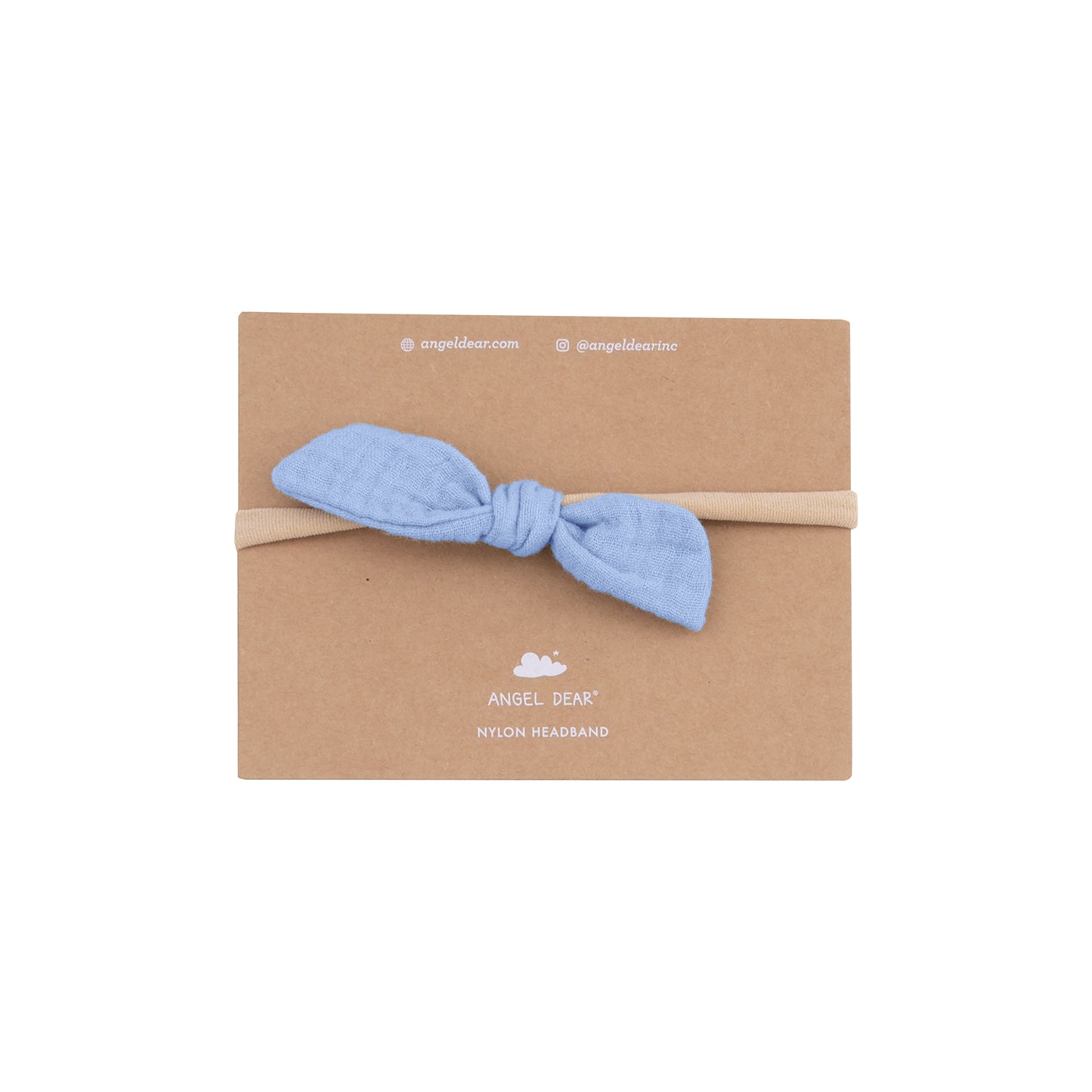Bow with Nylon Headband - Solid Muslin Dusty Blue-Angel Dear