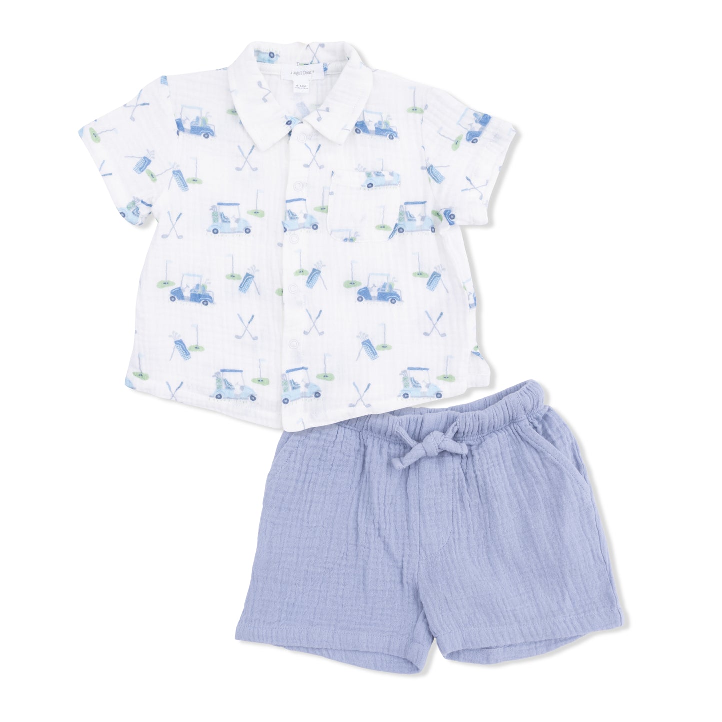 Baby Golf Carts Blue - Polo Button Up with Casual Short-Angel Dear