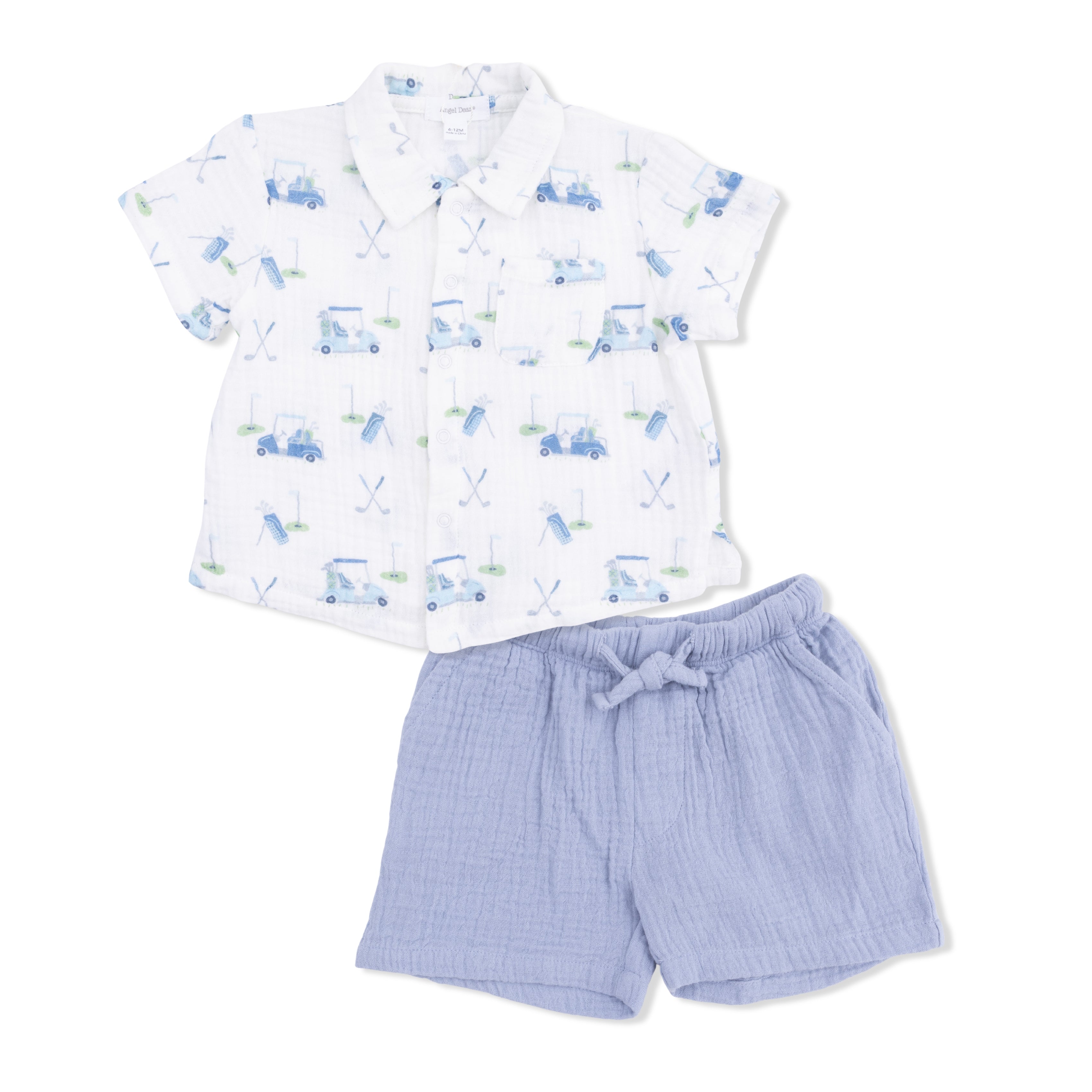 Baby Golf Carts Blue - Polo Button Up with Casual Short-Angel Dear