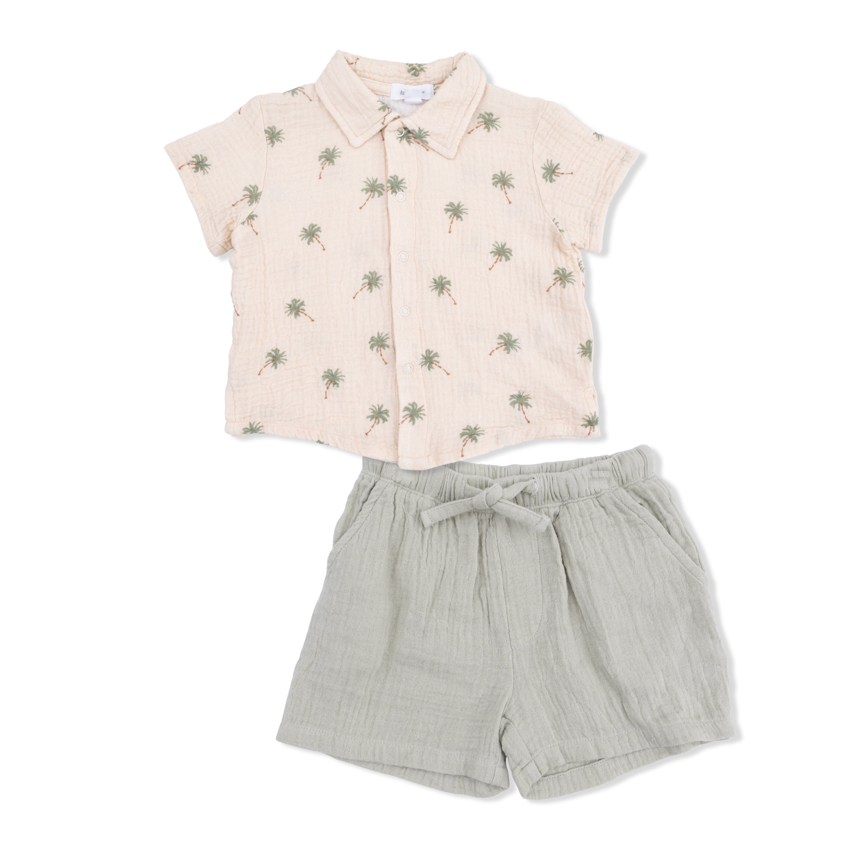 Palm Trees - Polo Button Up with Casual Short-Angel Dear