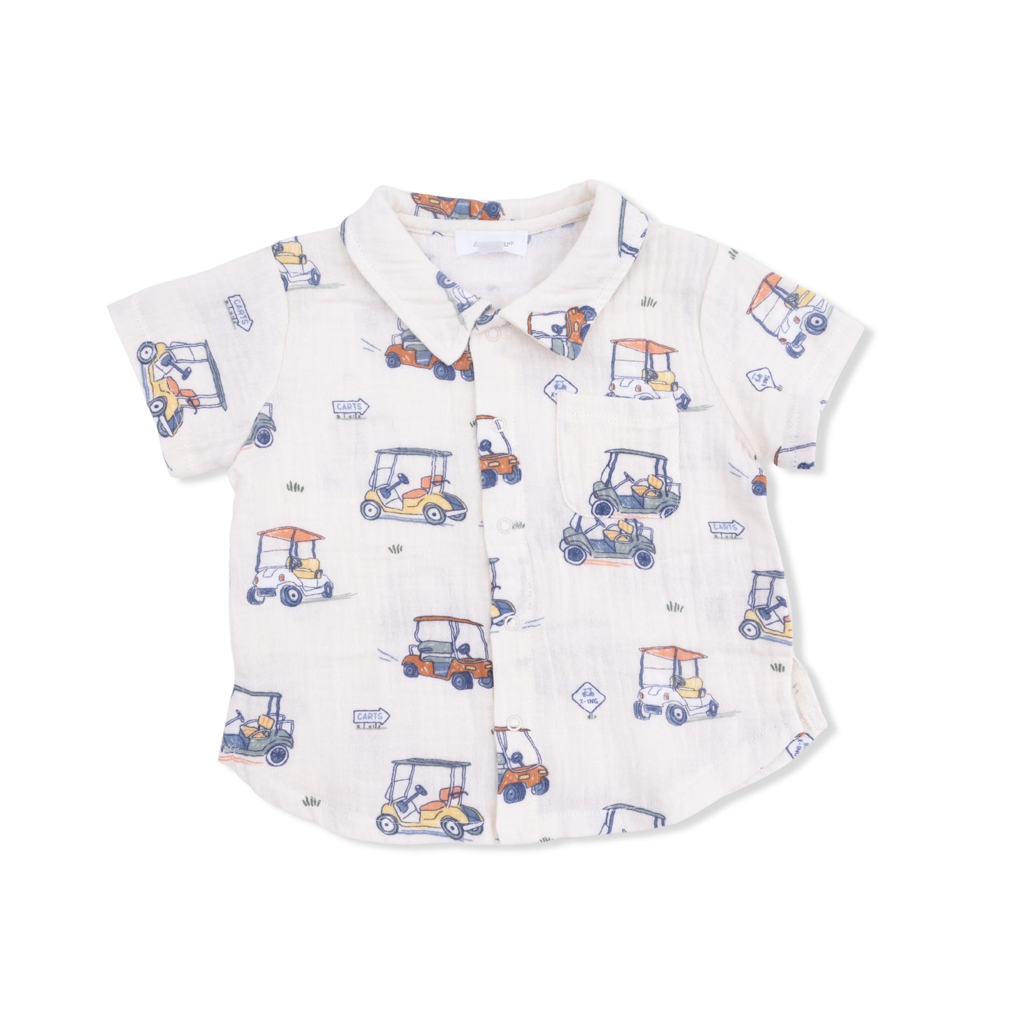 Zooming Golf Carts - Polo Button Up with Casual Short-Angel Dear