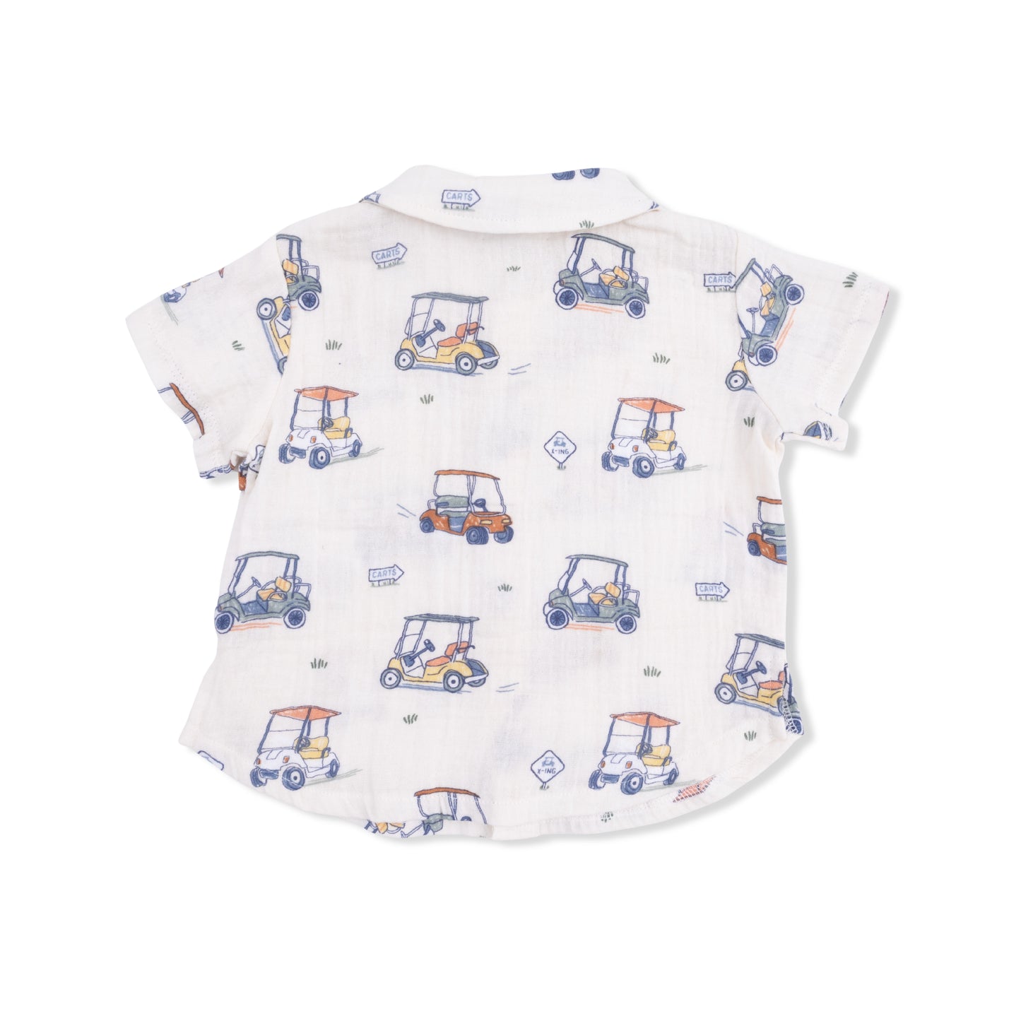 Zooming Golf Carts - Polo Button Up with Casual Short-Angel Dear