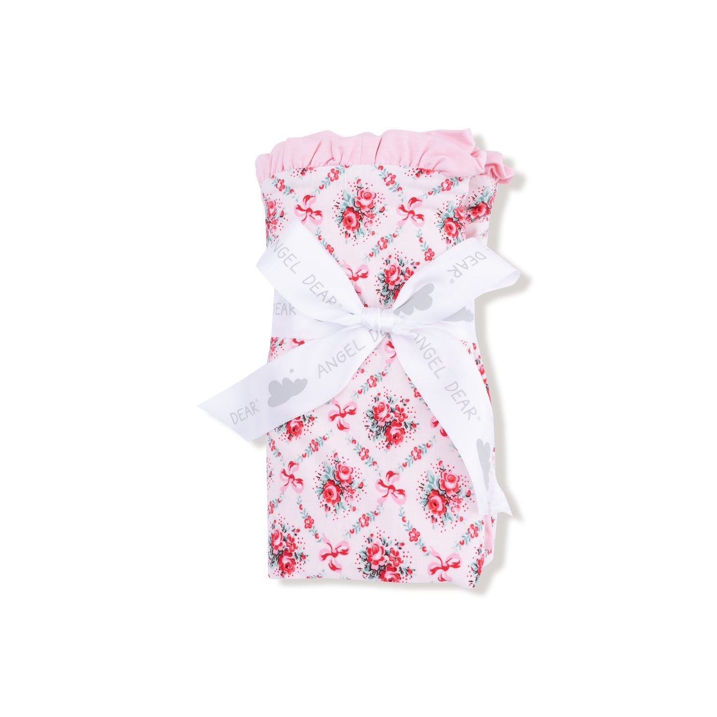 Ruffle Blanket in our  Rose Bow Lattice print from Angel Dear