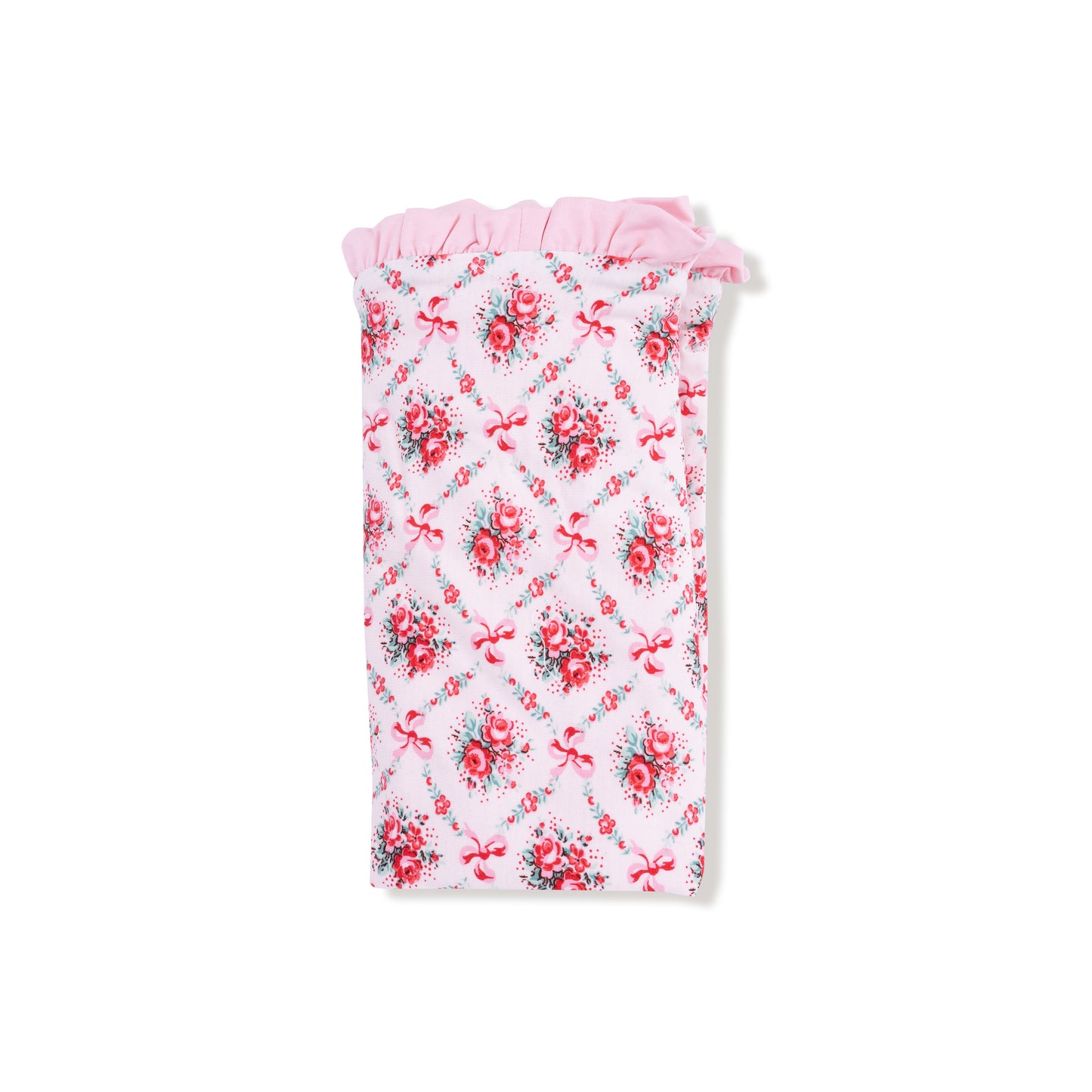 Ruffle Blanket in our  Rose Bow Lattice print from Angel Dear