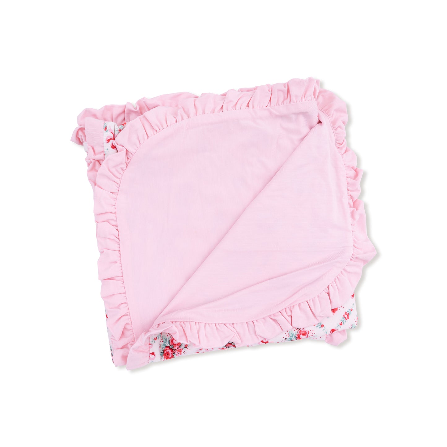 Ruffle Blanket in our  Rose Bow Lattice print from Angel Dear