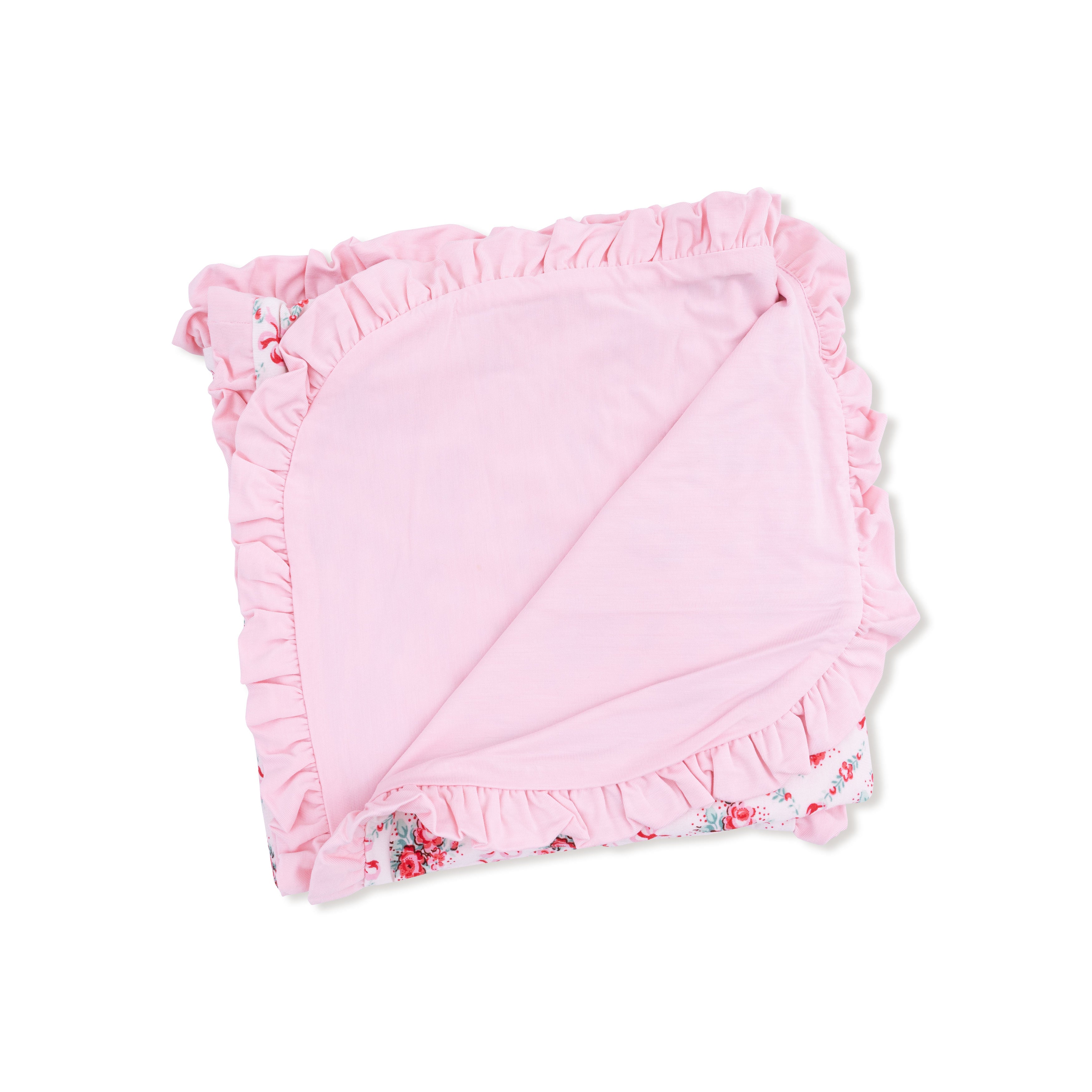 Ruffle Blanket in our  Rose Bow Lattice print from Angel Dear