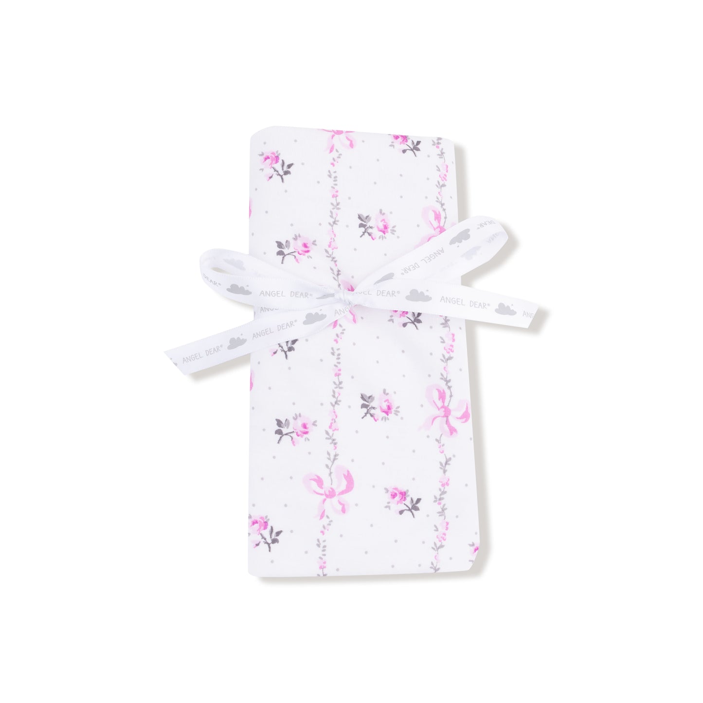 Ruffle Burp Cloth in our  Dainty Buds and Bows Stripe print from Angel Dear