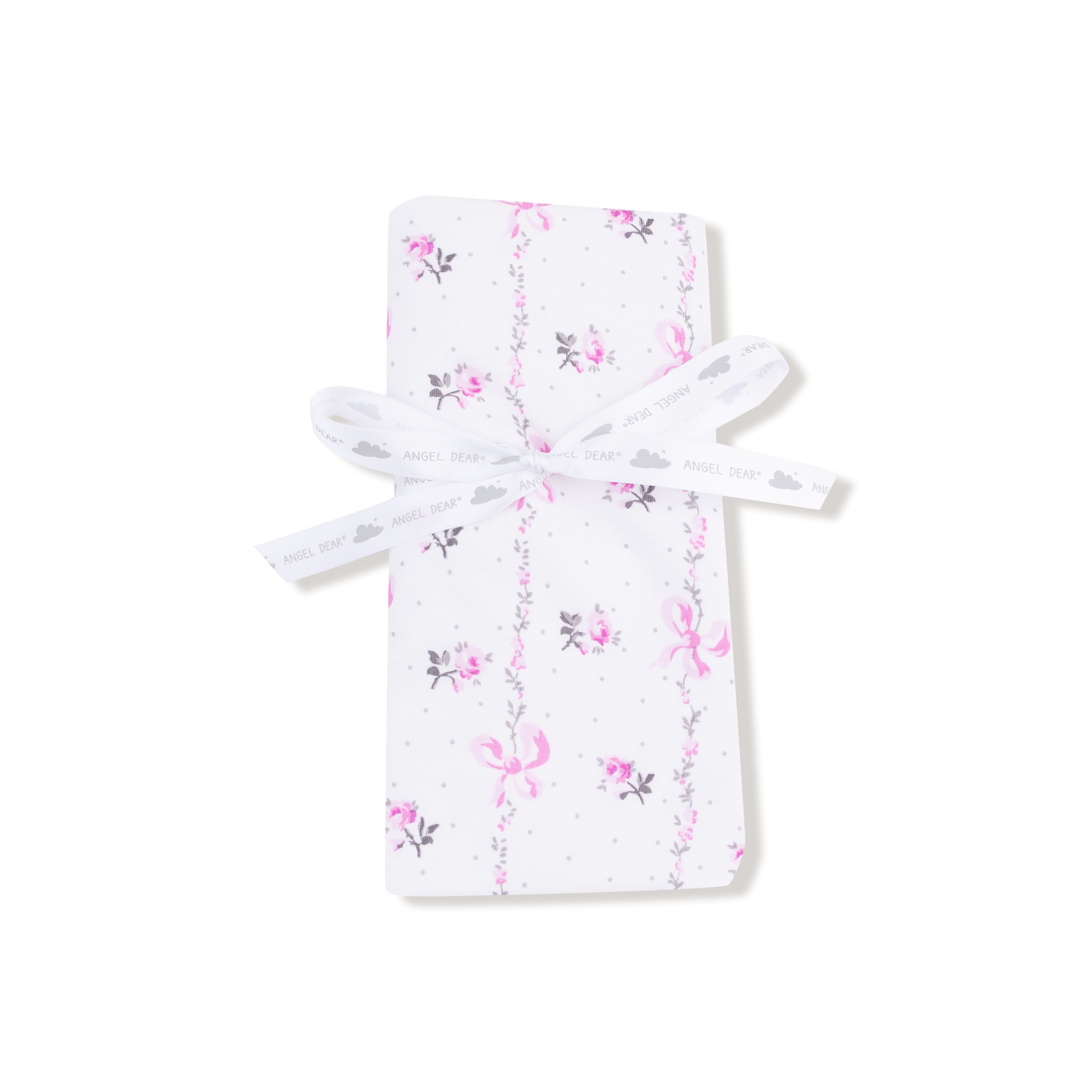 Ruffle Burp Cloth in our  Dainty Buds and Bows Stripe print from Angel Dear