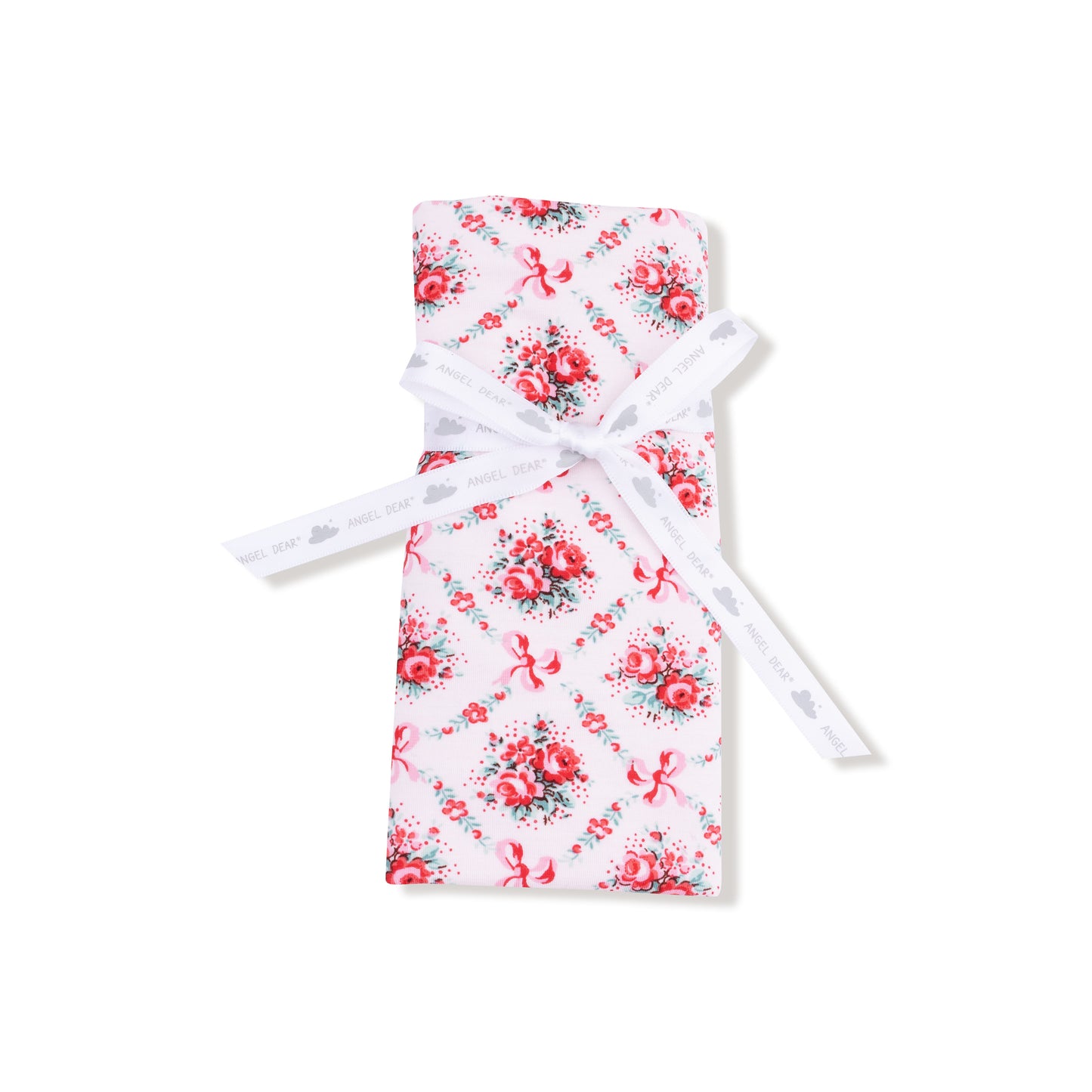Ruffle Burp Cloth in our  Rose Bow Lattice print from Angel Dear