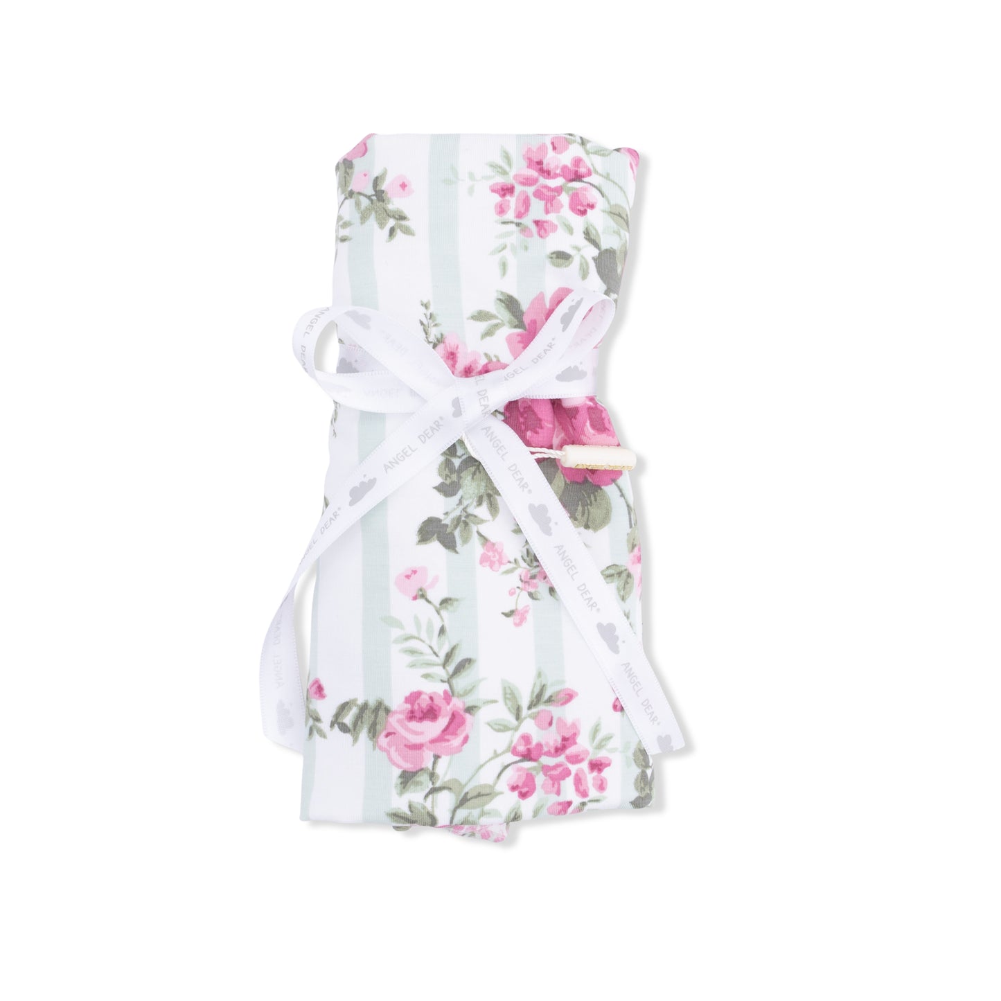 Cabbage Rose Stripe - Ruffle Burp Cloth-Angel Dear
