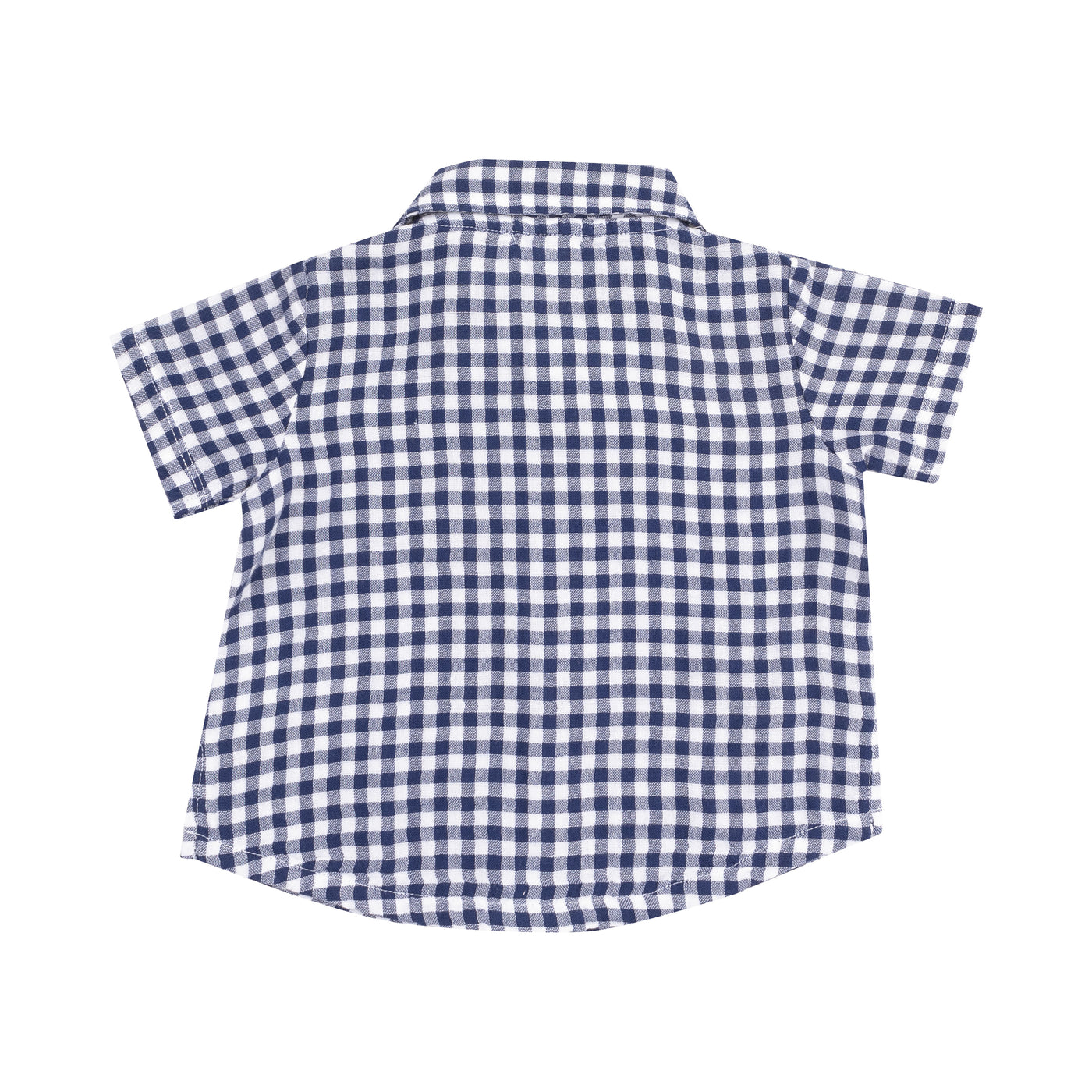 Button Down Muslin Polo with French Terry Short - Navy Gingham