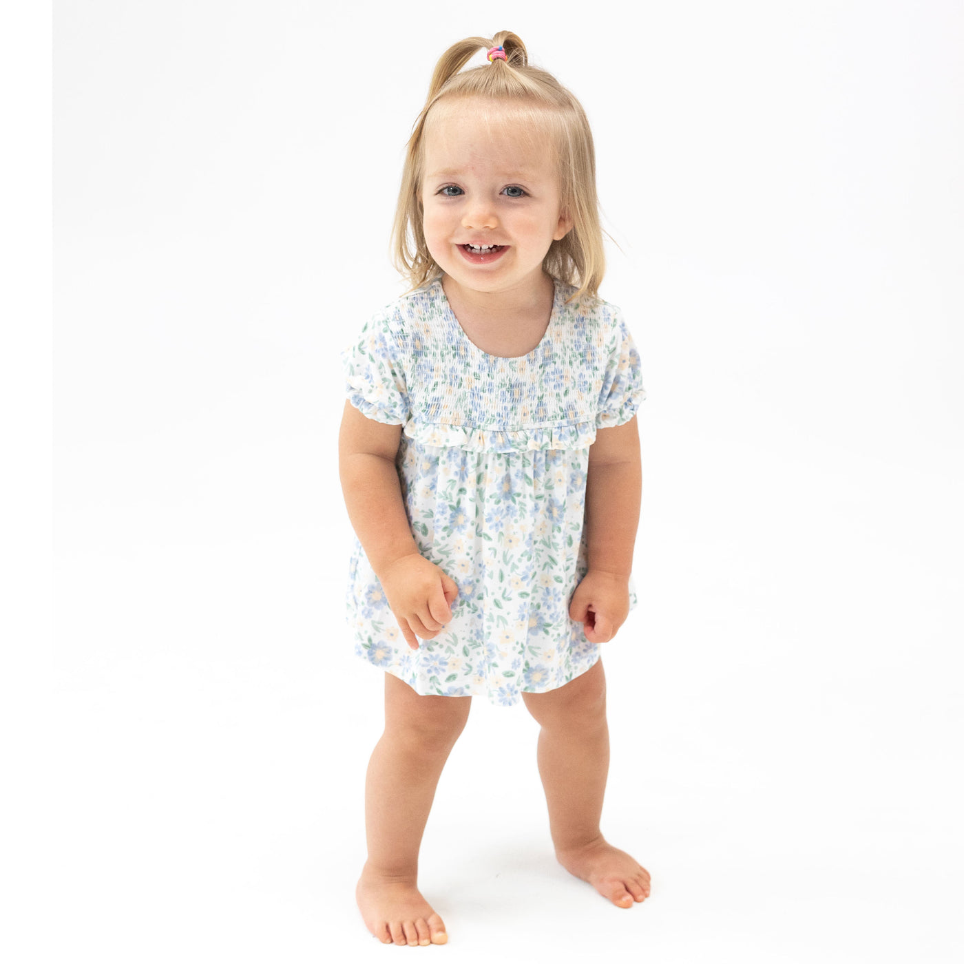 Smocked Ruffle Bubble with Skirt - Baby Veronical Floral