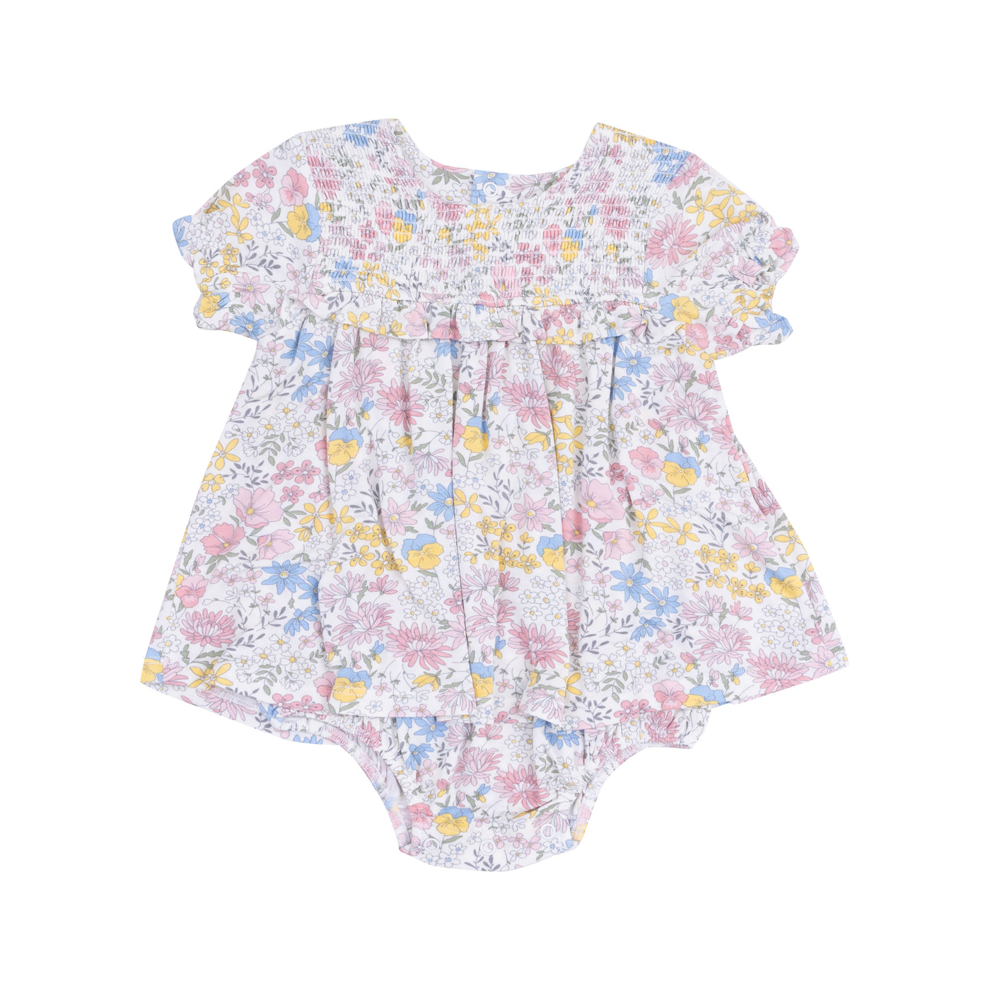 Smocked Ruffle Bubble with Skirt - Viola Floral