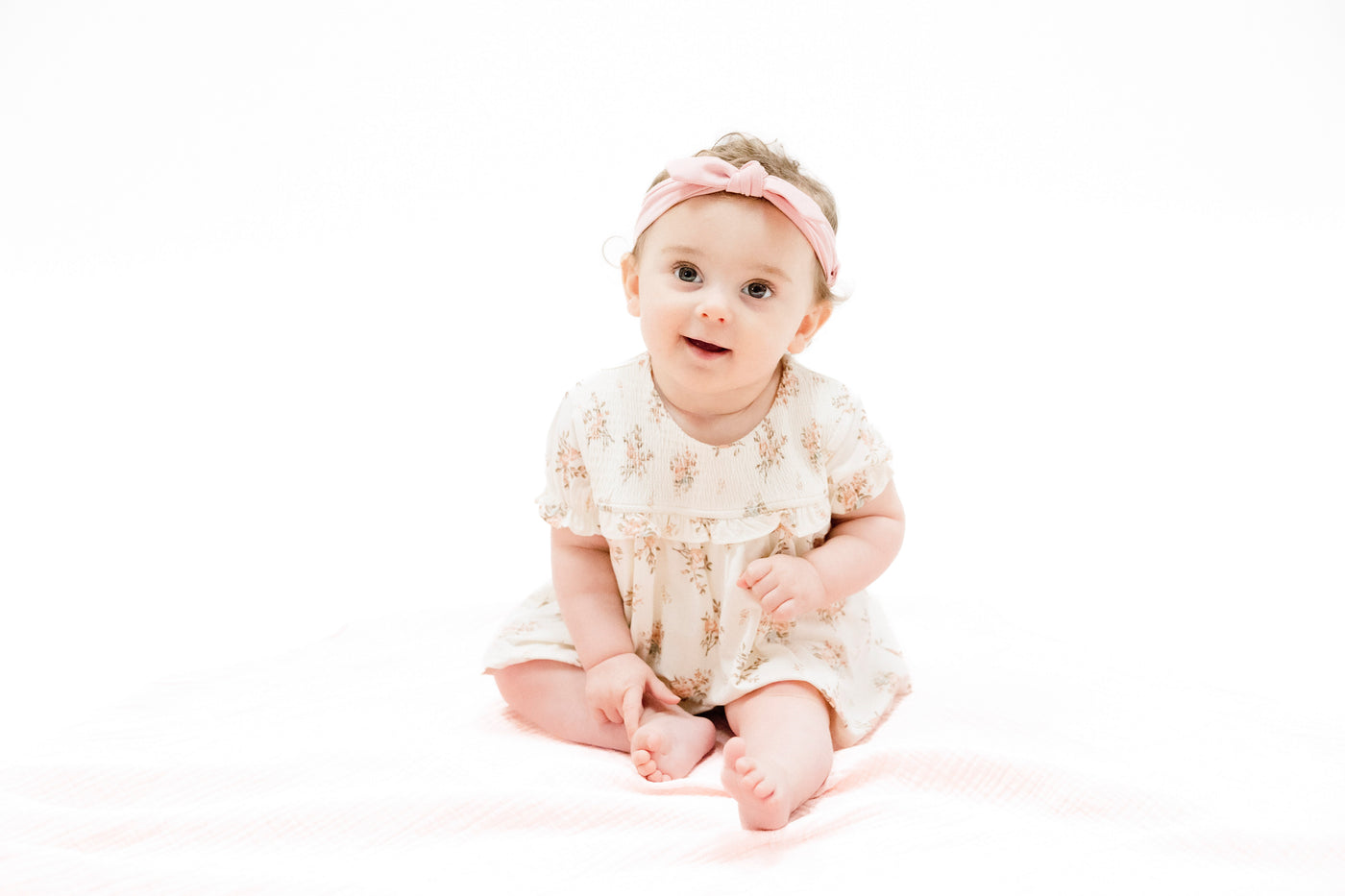 Smocked Ruffle Bubble with Skirt - Vintage Rosebuds