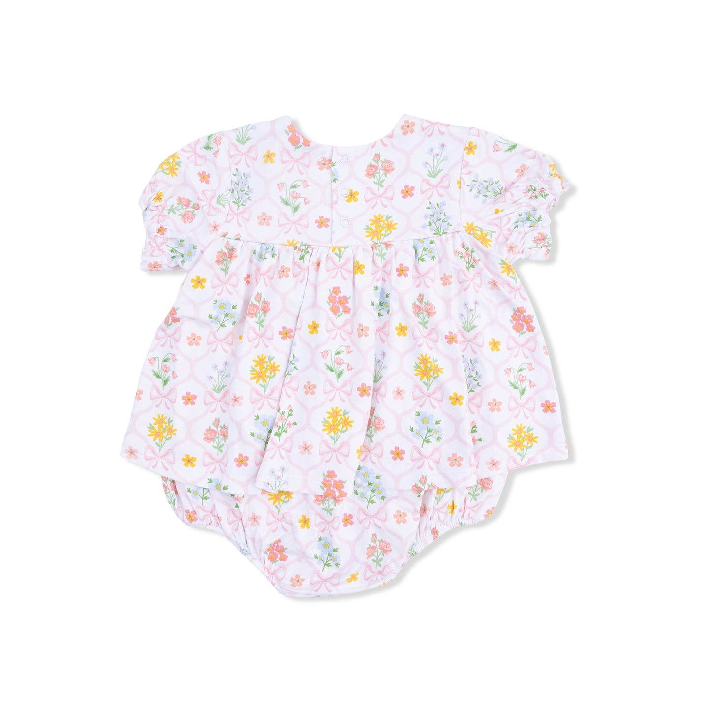 Spring Blooms Bow Trellis - Smocked Ruffle Bubble with Skirt-Angel Dear