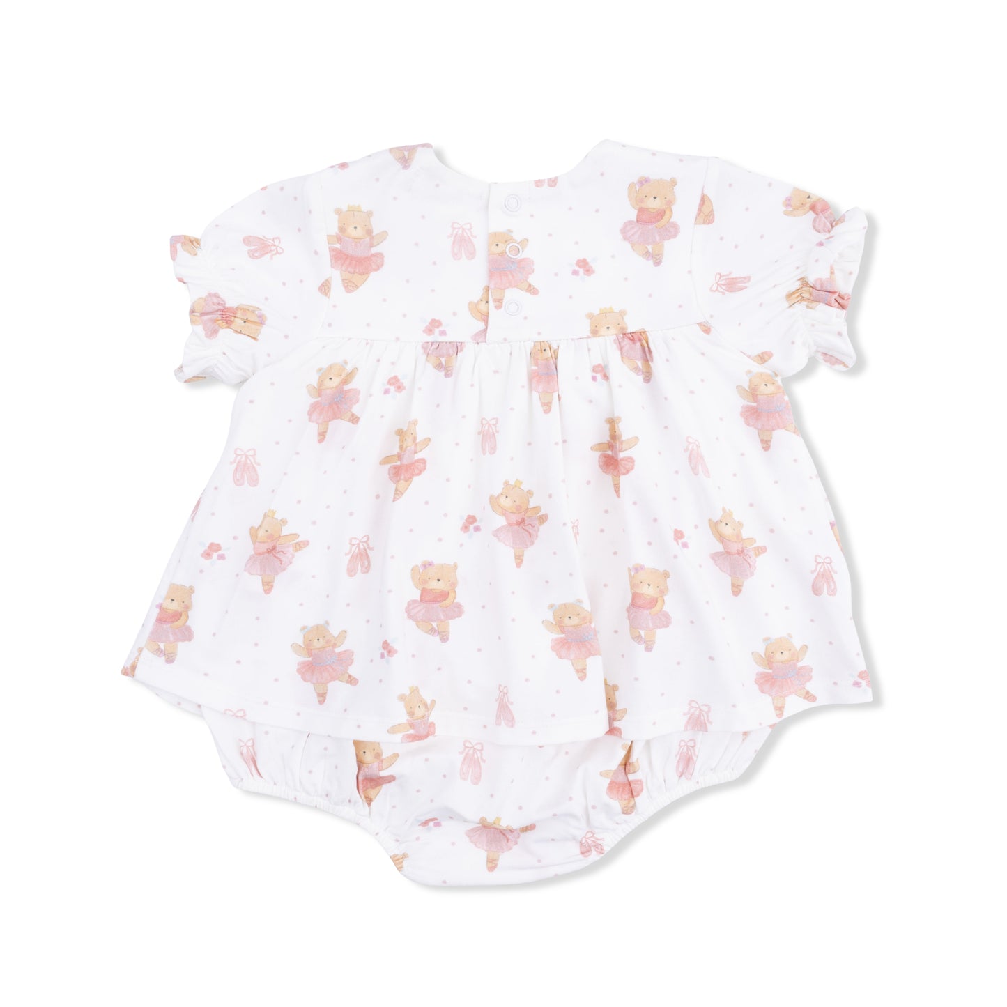 Teddy Bear Ballerina - Smocked Ruffle Bubble with Skirt-Angel Dear