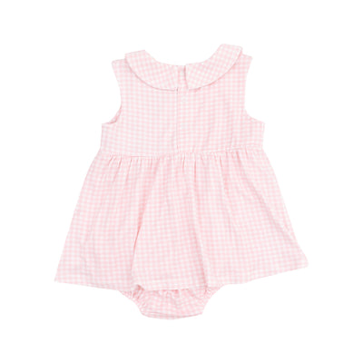 Peter Pan Collar Bubble with Skirt - Mini Gingham Pink