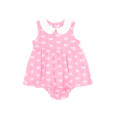 Peter Pan Collar Bubble with Skirt - Pink Bows