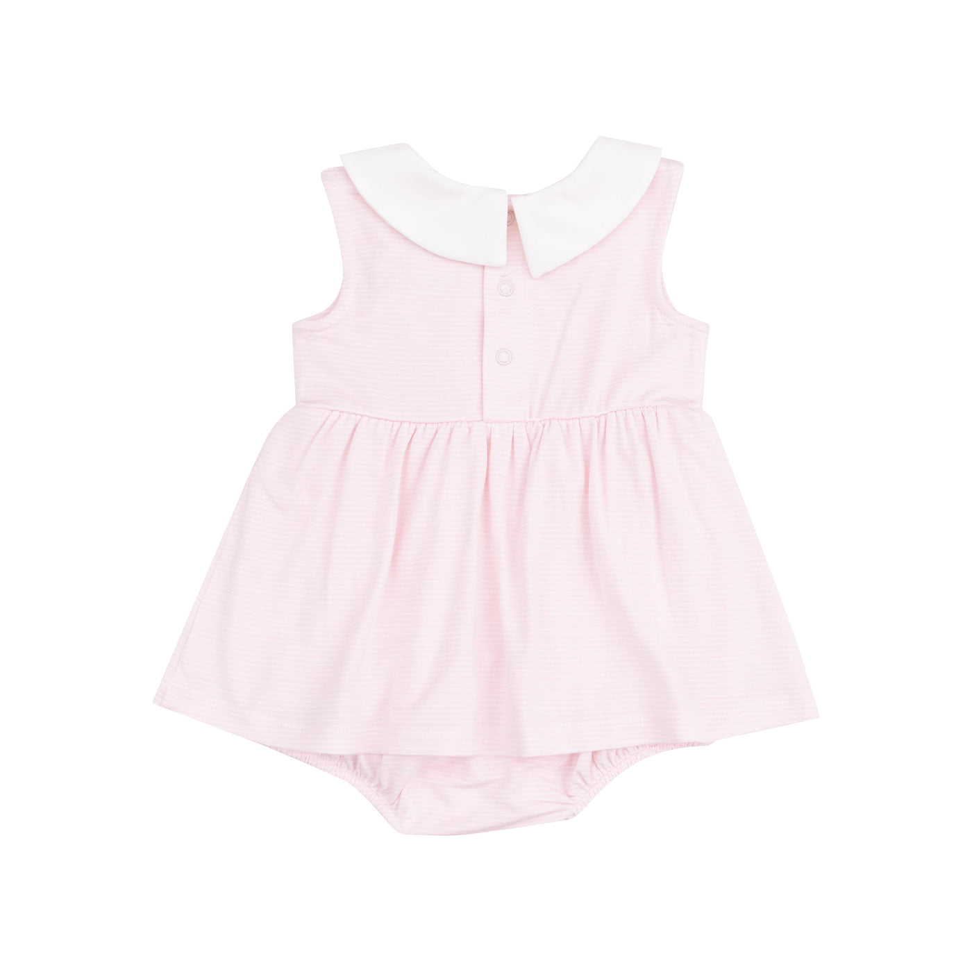 Peter Pan Collar Bubble with Skirt - Stripe Classic Pink