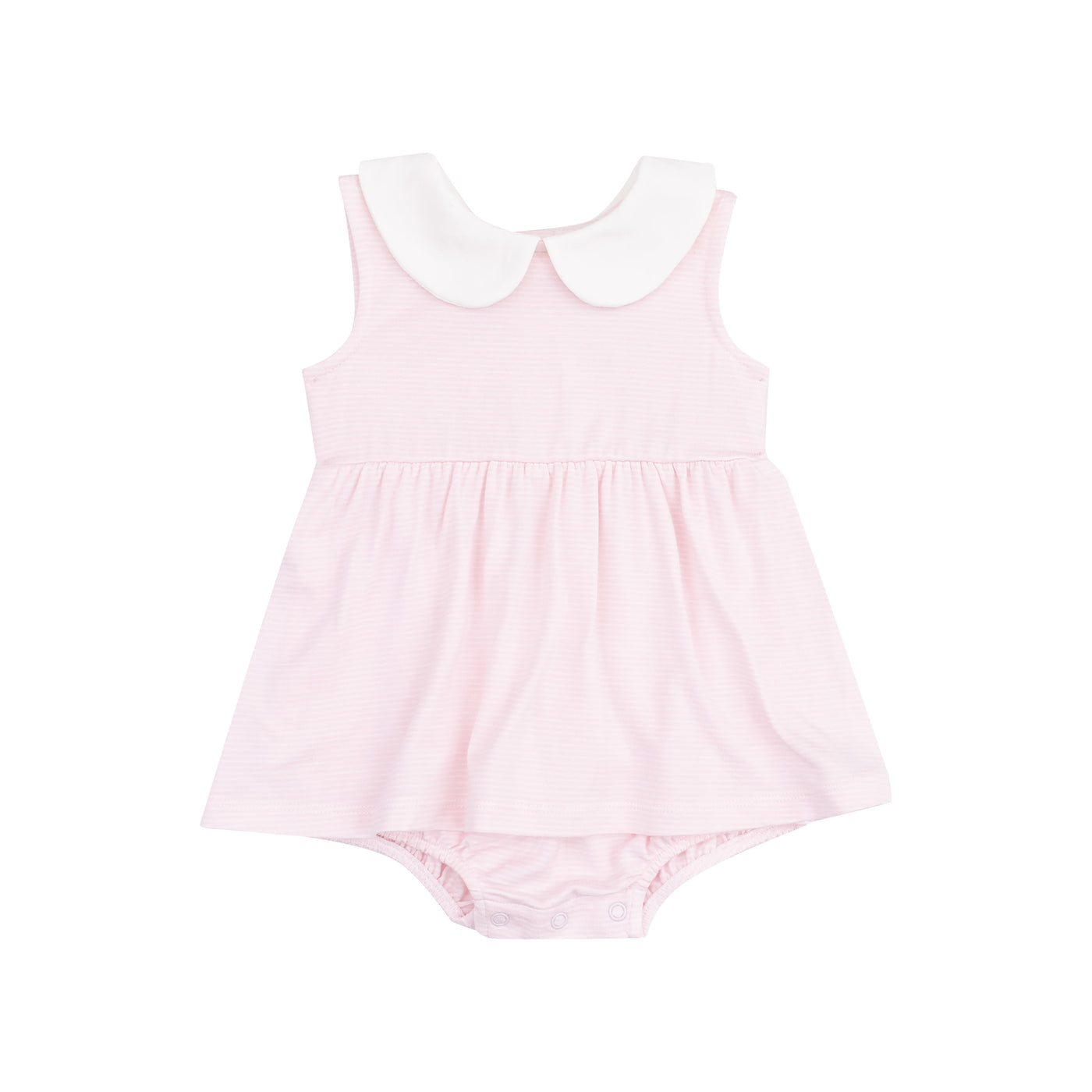 Peter Pan Collar Bubble with Skirt - Stripe Classic Pink