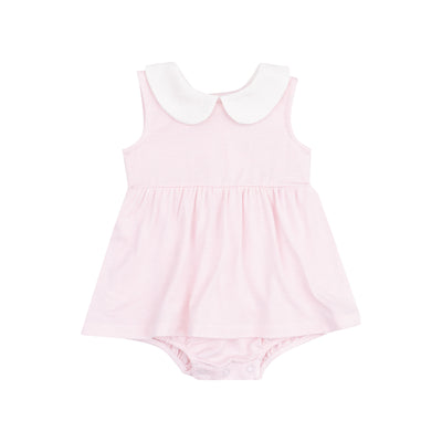 Peter Pan Collar Bubble with Skirt - Stripe Classic Pink