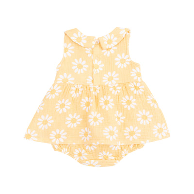 Peter Pan Collar Bubble with Skirt - Yellow Mod Daisy