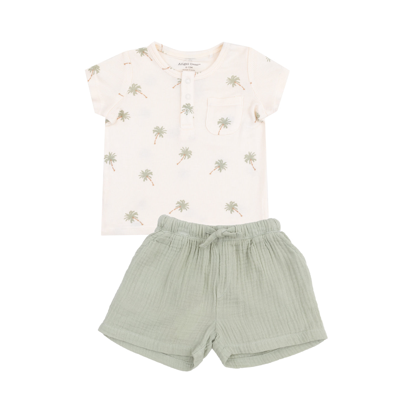 Henley with Pocket + Muslin Short - Palm Trees