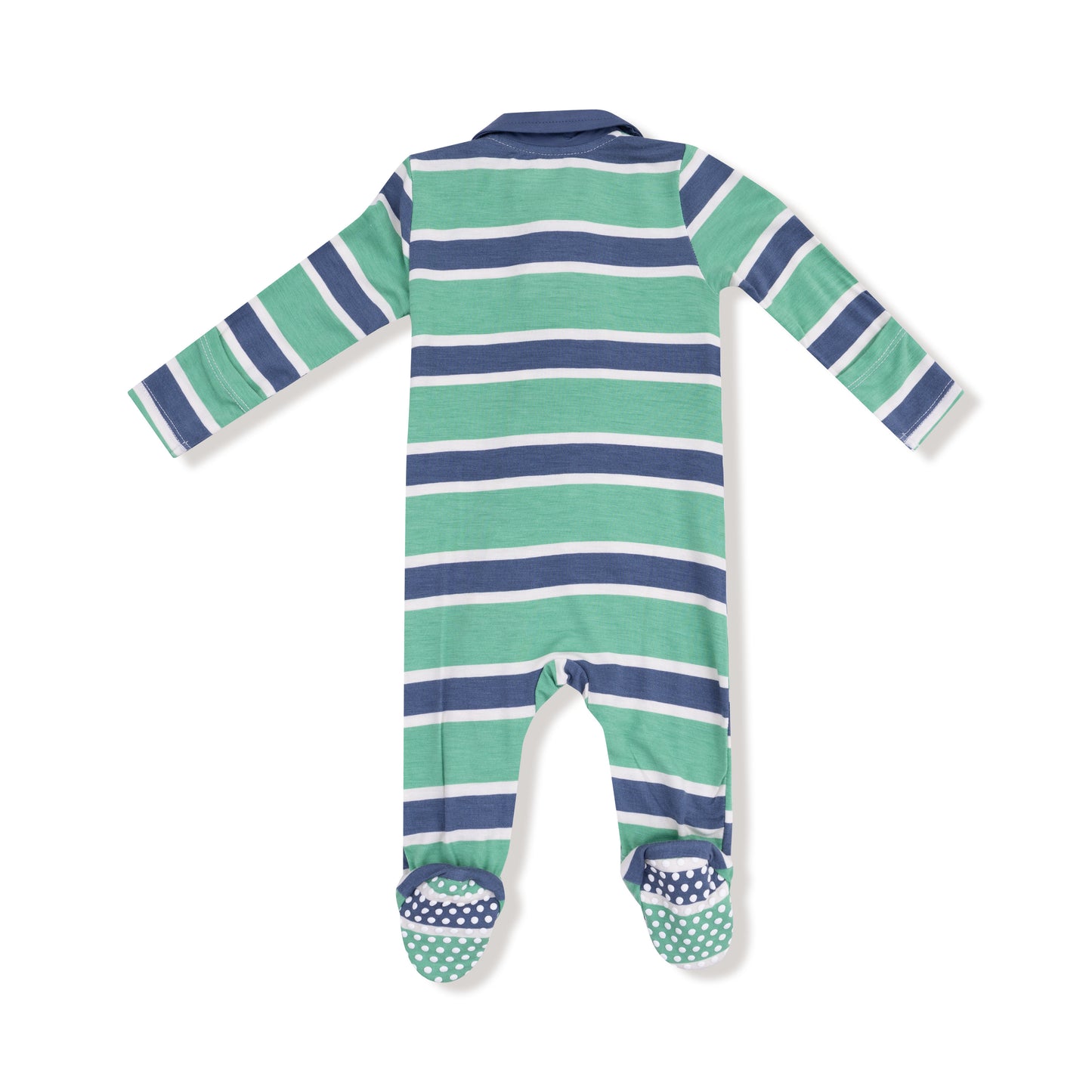 Polo 2 Way Zipper Footie in our  Rugby Stripe print from Angel Dear