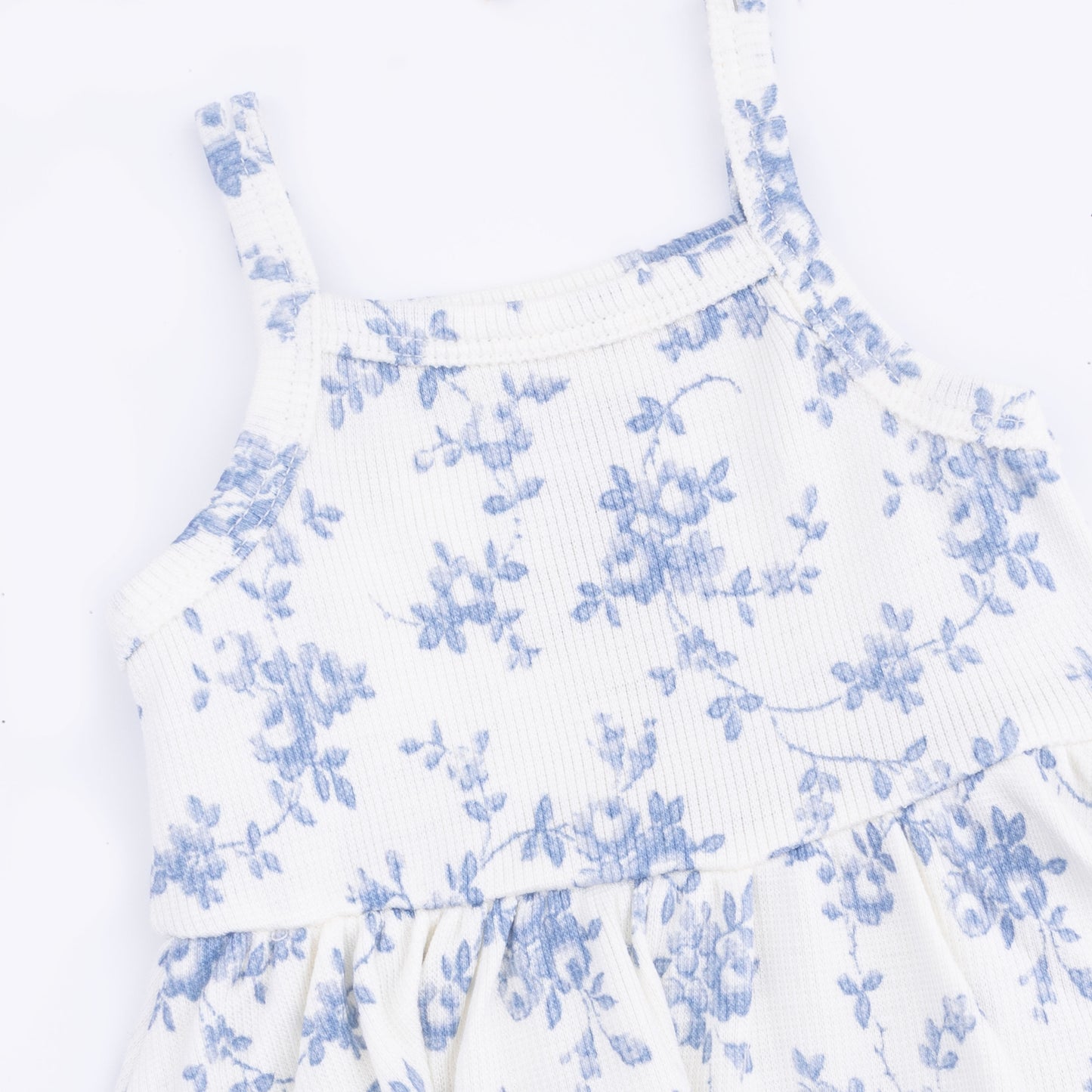 Baby Blue Vines Floral - Peplum Tank and Bike Short