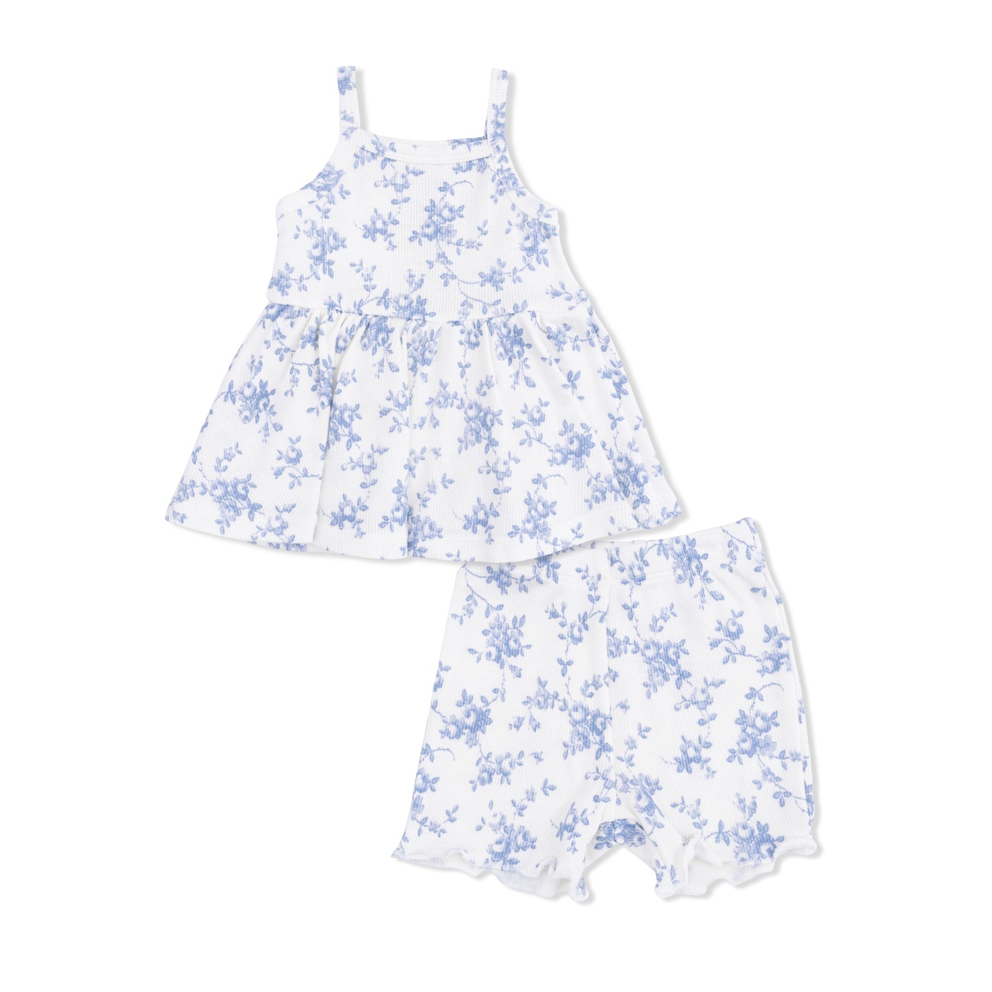 Baby Blue Vines Floral - Peplum Tank and Bike Short-Angel Dear