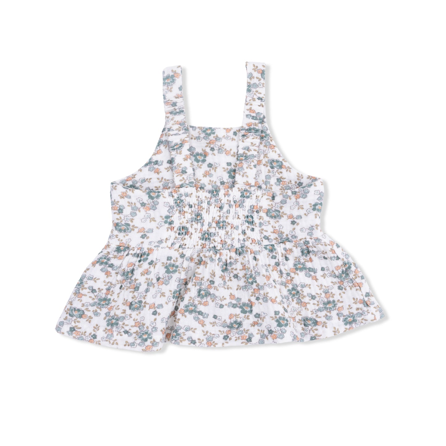 Camille Floral - Peplum Tank with Smocked Waist Pant-Angel Dear