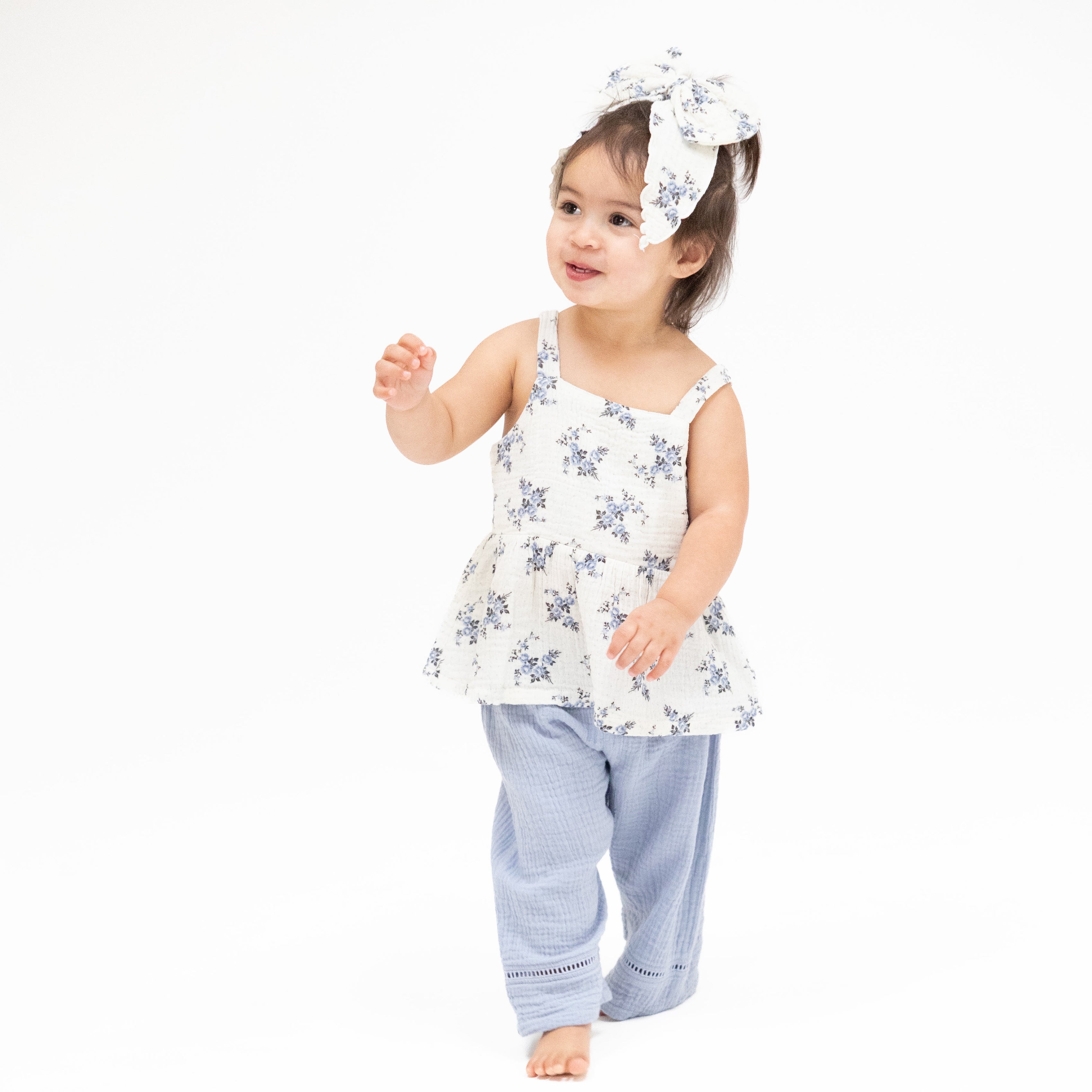Belle Rosette Dot - Peplum Tank with Smocked Waist Pant-Angel Dear