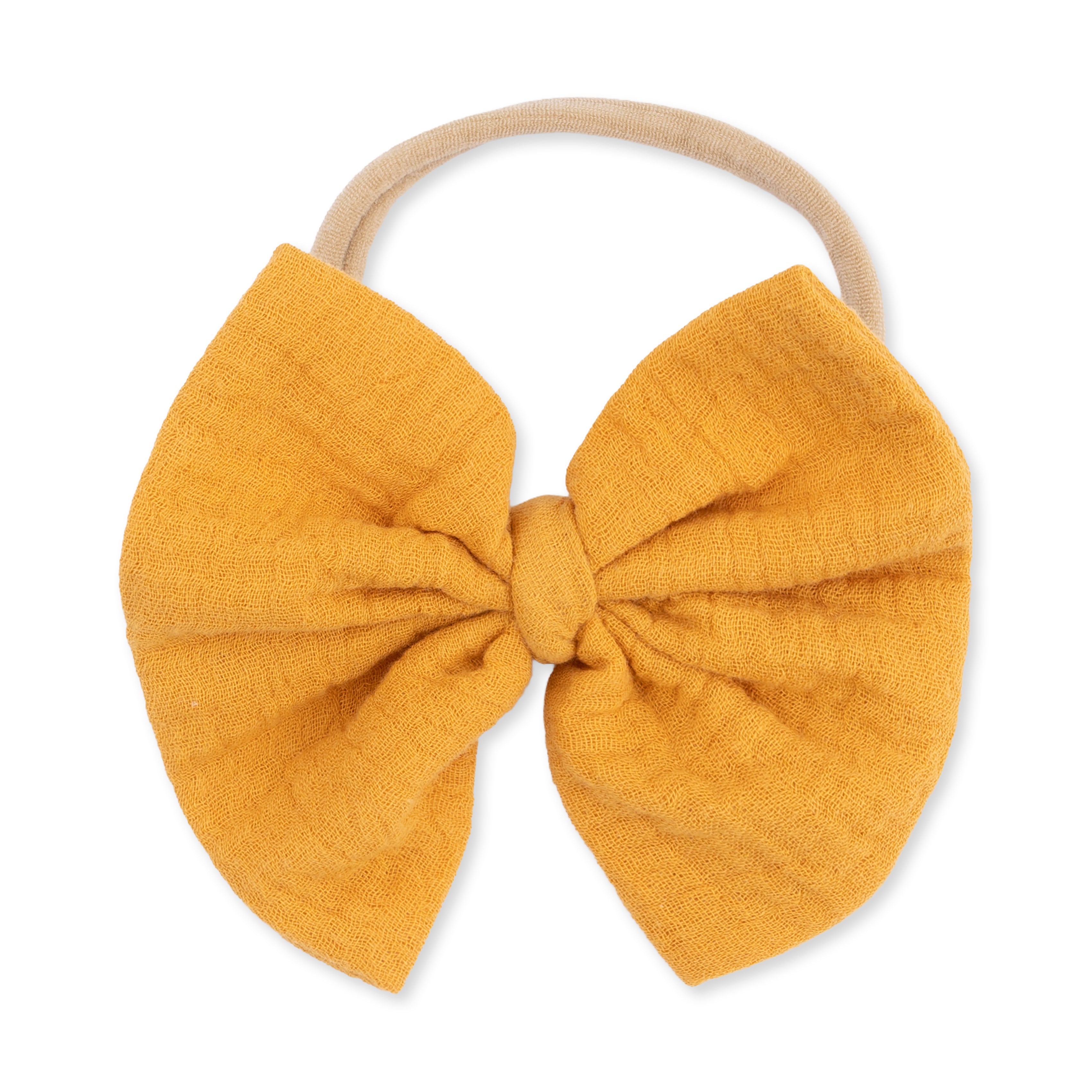 Solid Muslin Sunflower - Bow on Headband