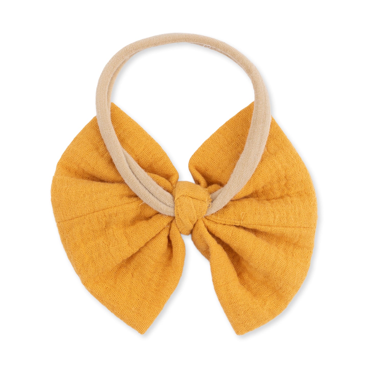 Solid Muslin Sunflower - Bow on Headband