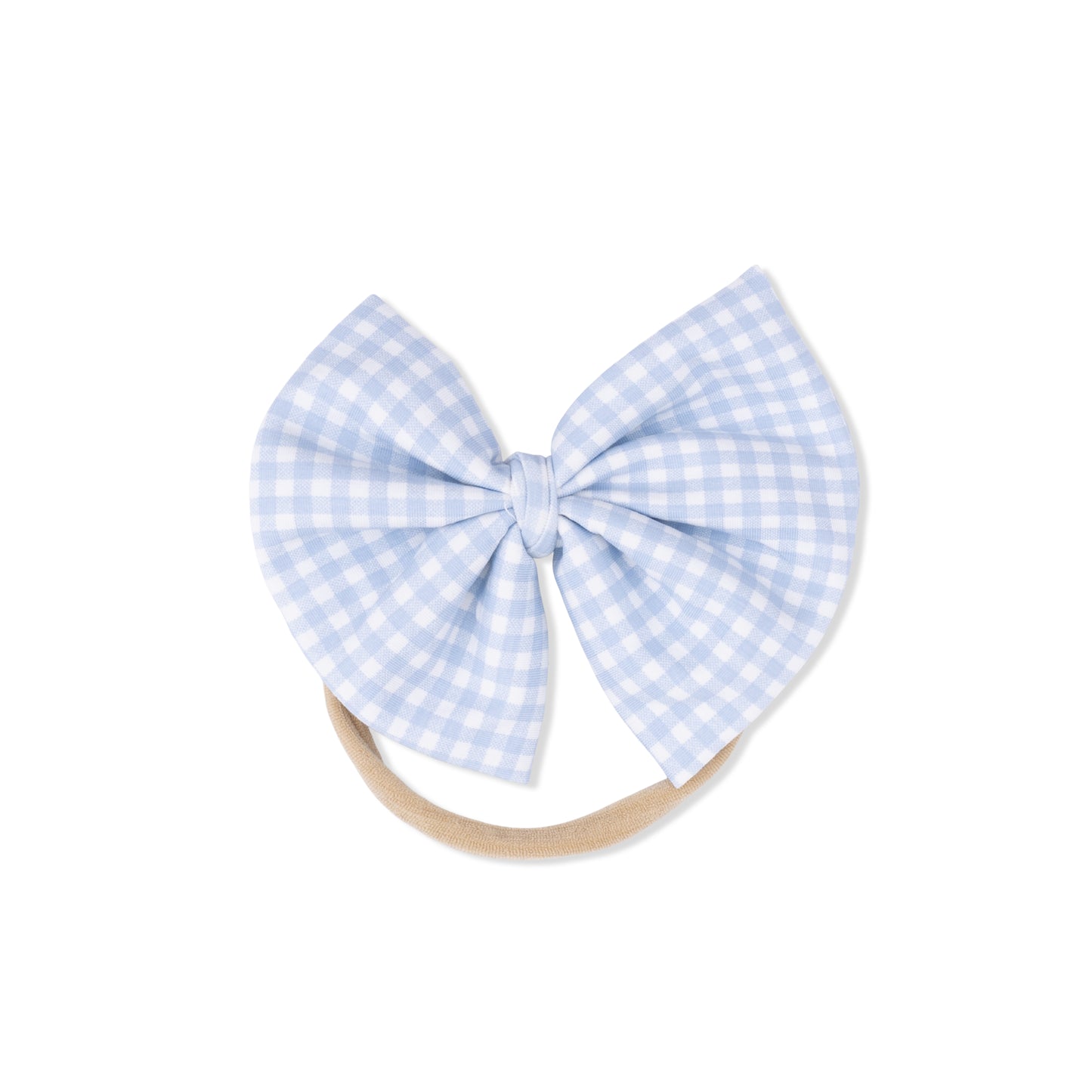 Mini Gingham Blue - Bow on Headband-Angel Dear