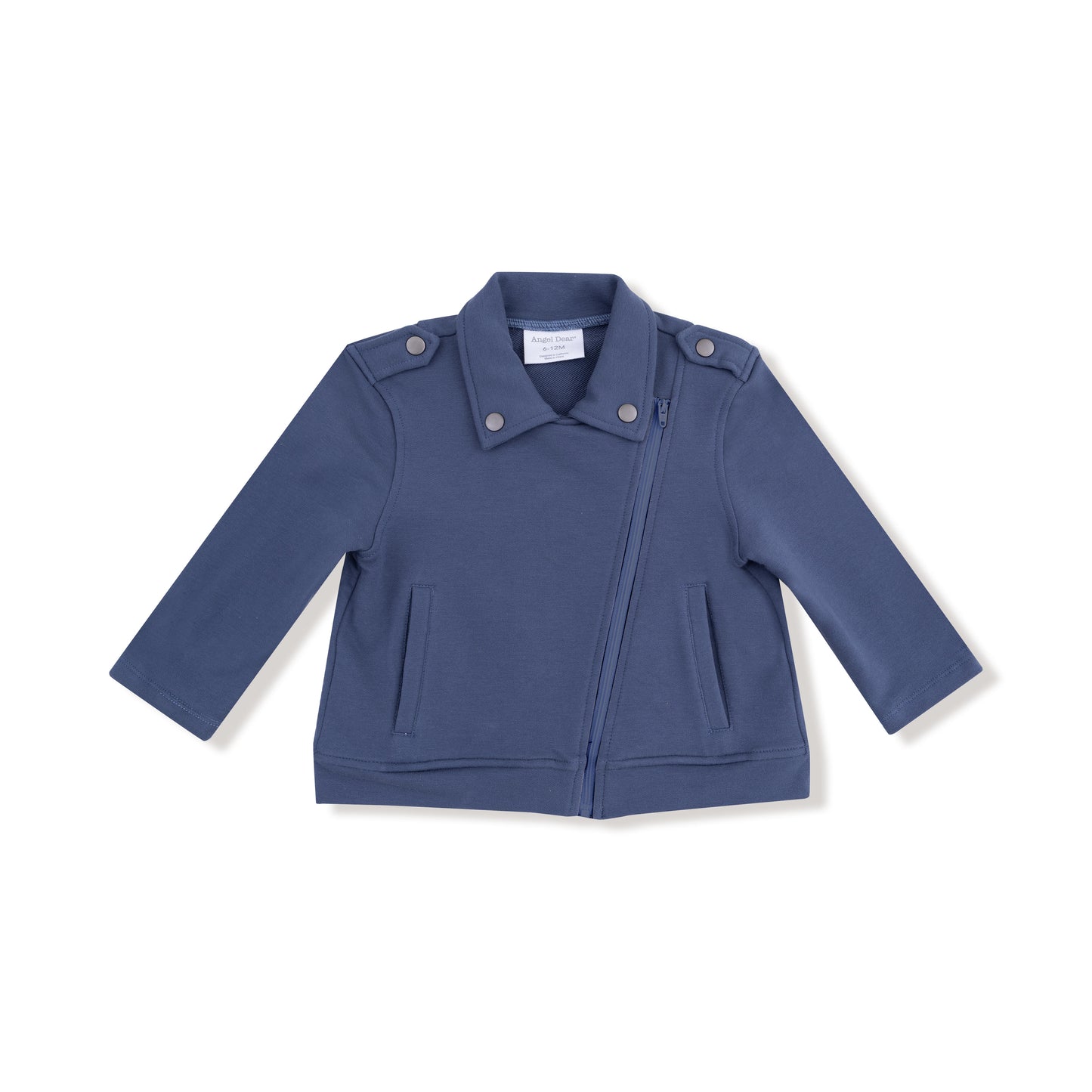 Motorcycle Jacket in our  Varsity - Vintage Indigo print from Angel Dear