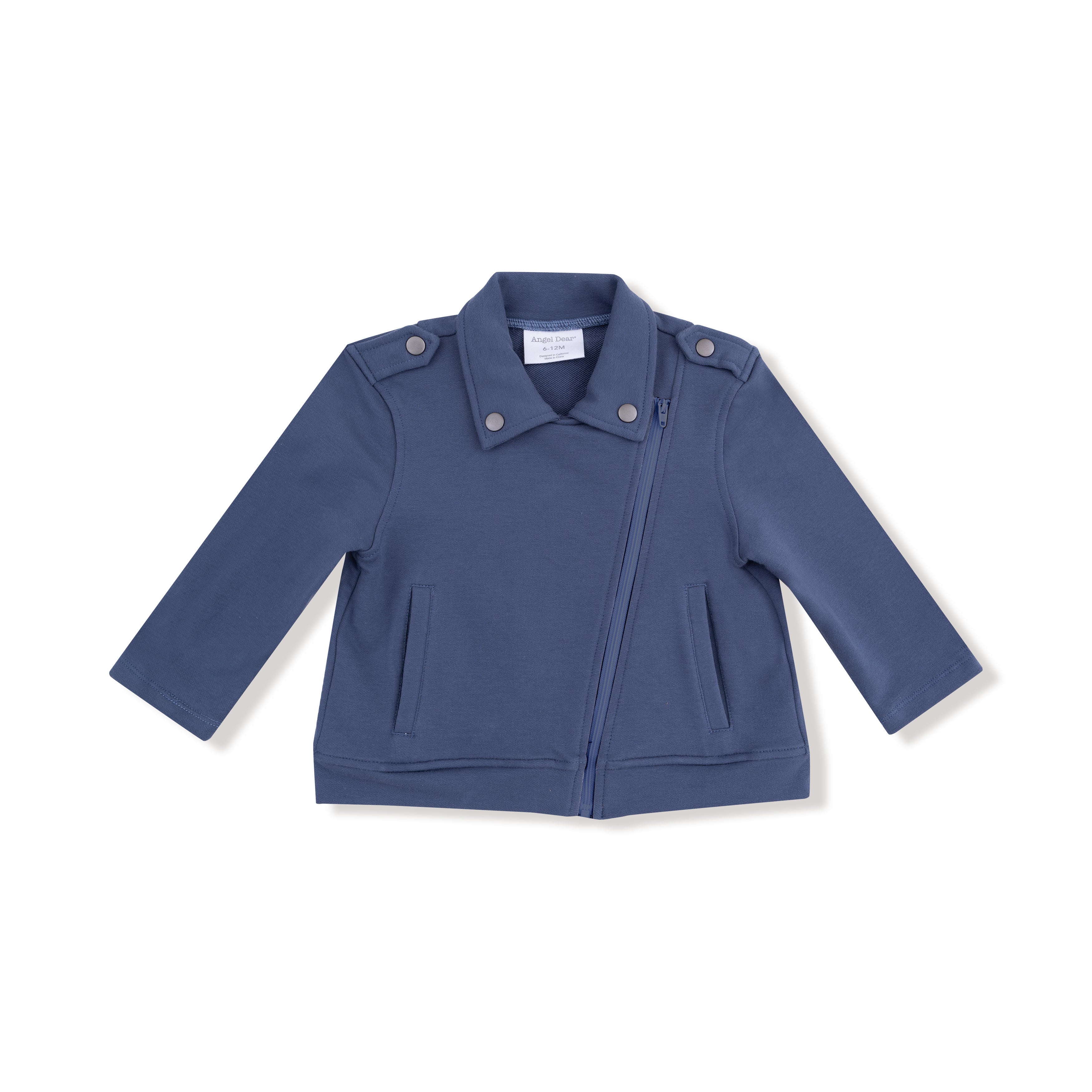 Motorcycle Jacket in our  Varsity - Vintage Indigo print from Angel Dear