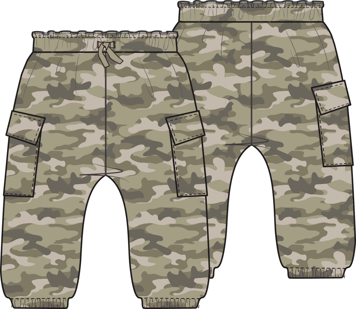 Camo French Terry - Fashion Cargo Pants
