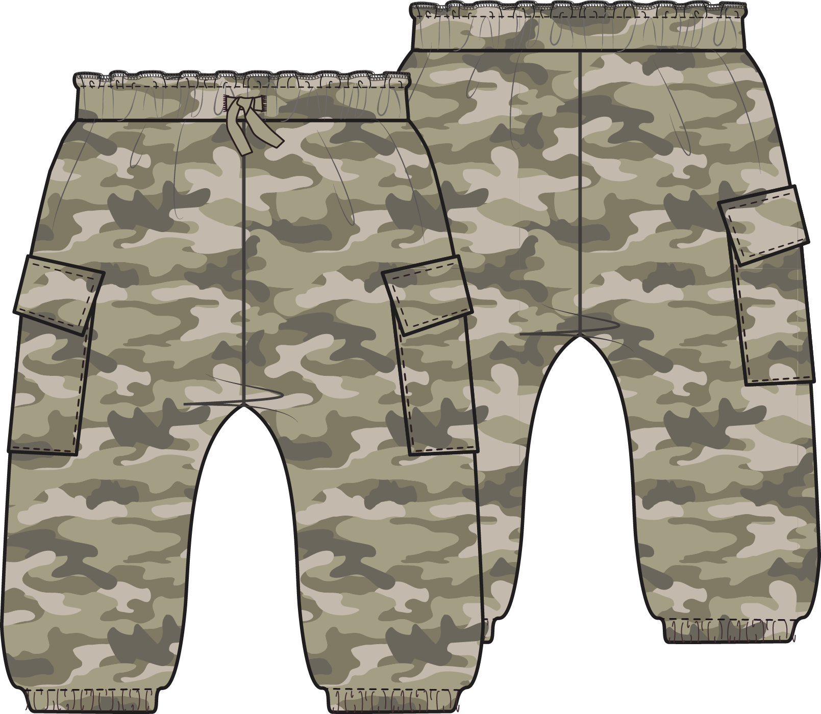 Camo French Terry - Fashion Cargo Pants