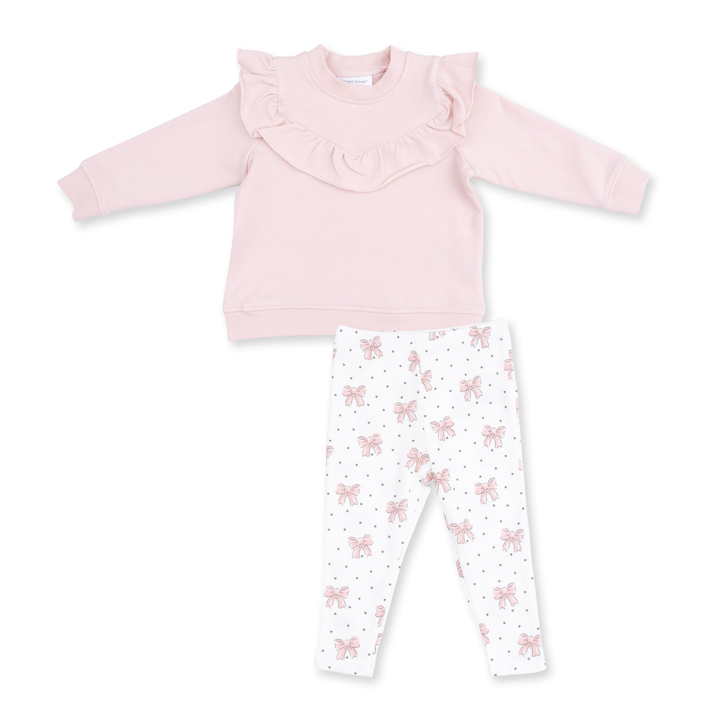 Veiled Pink Bows - V-Ruffle Sweatshirt and Legging