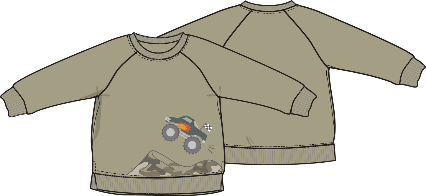 Camo French Terry - Drop Sleeve Sweatshirt