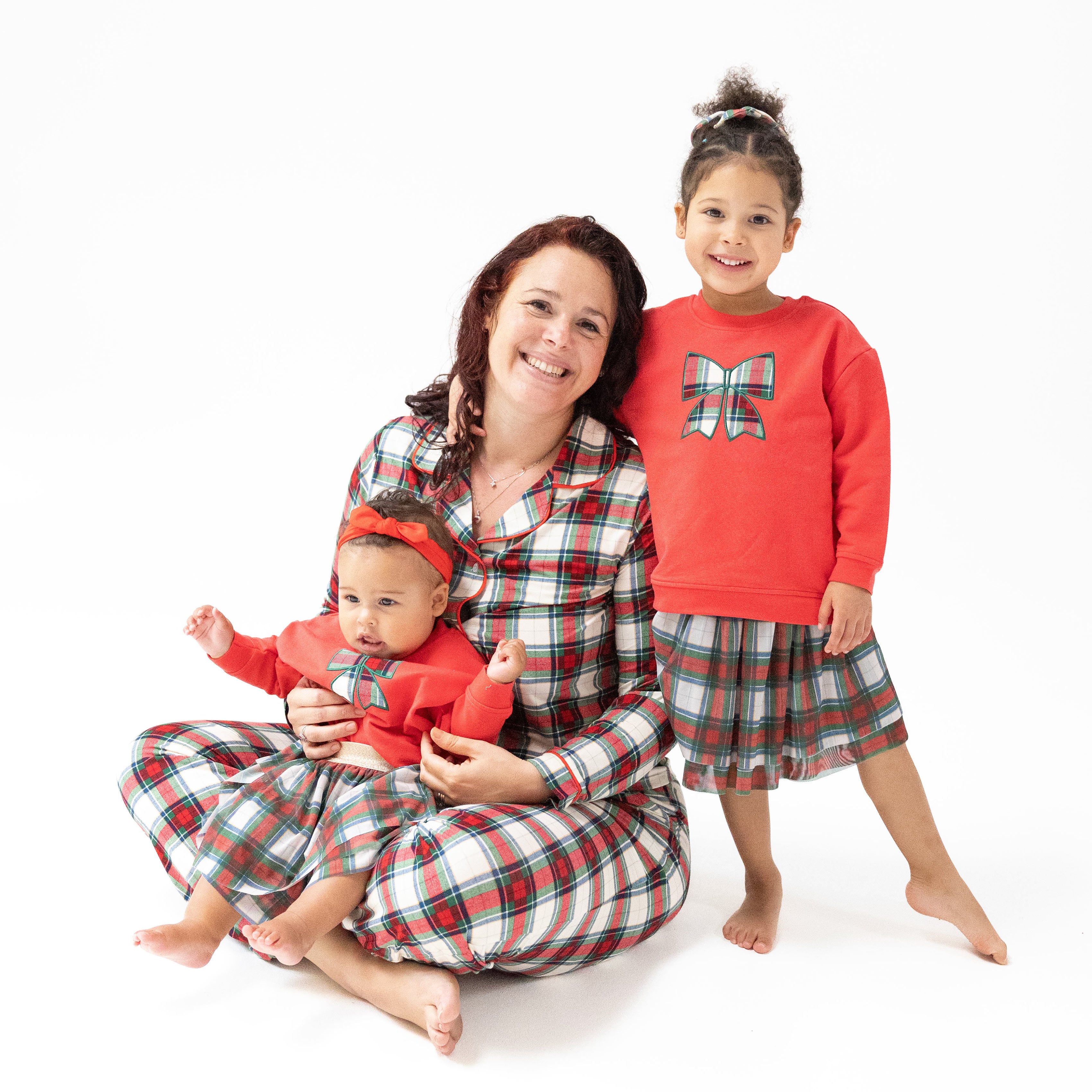 Adult Long Sleeve Coat Style Pajama Top in our  Holiday Plaid print from Angel Dear