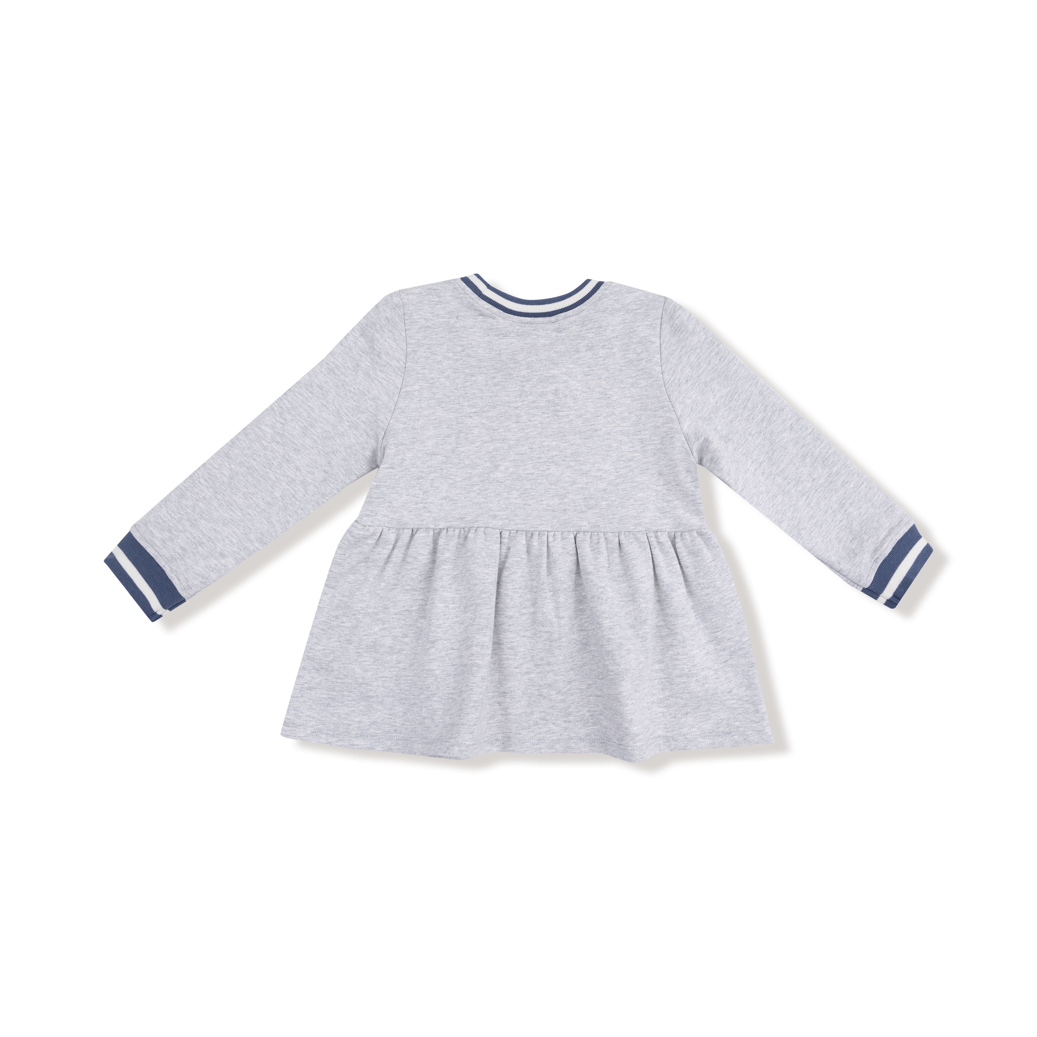 French Terry Dress with Game Day Patch in our  Varsity - Light Grey print from Angel Dear