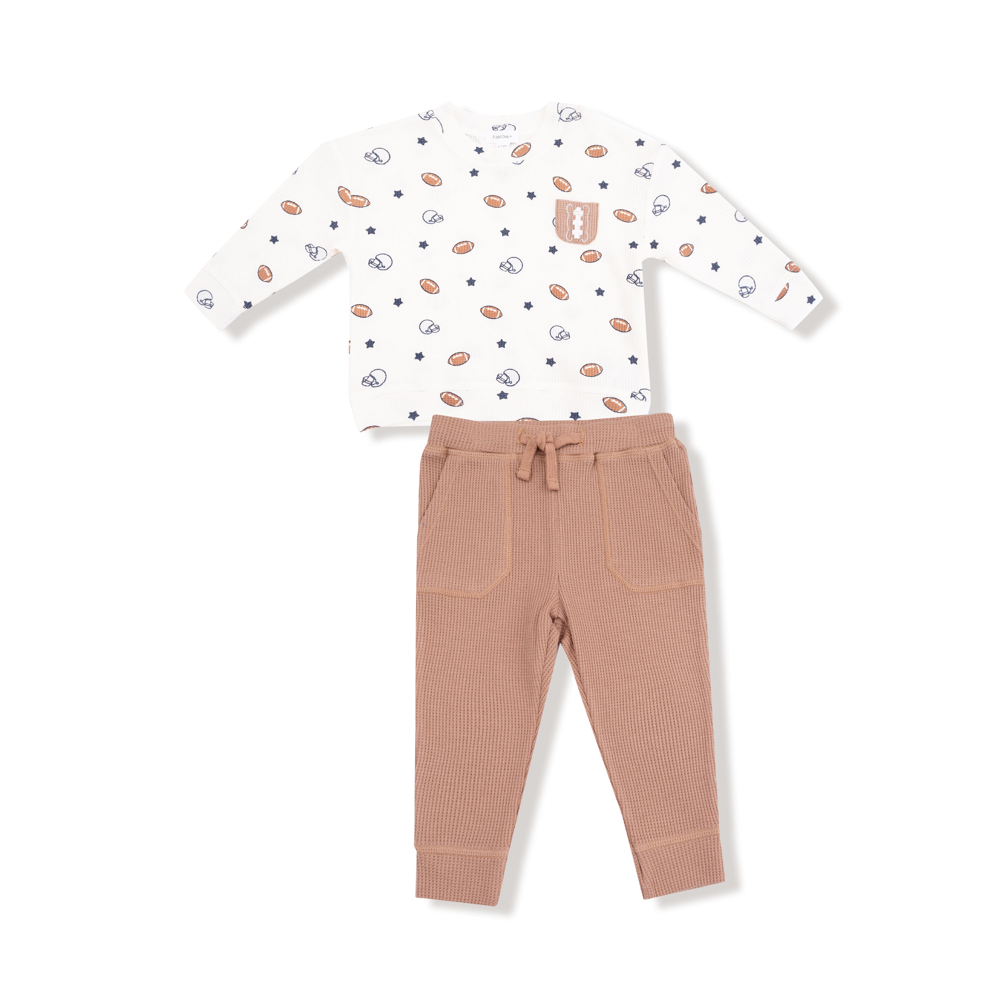 Drop Sleeve Shirt with Pocket and Jogger in our  Footballs and Stars print from Angel Dear