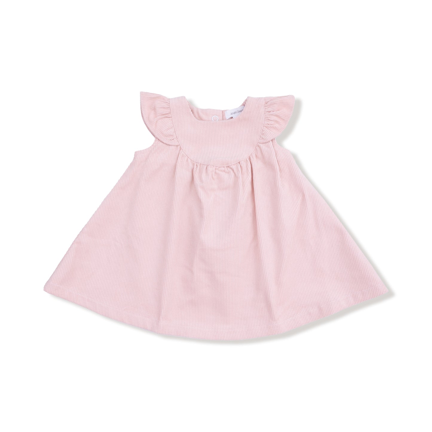 Scoop Yoke with Ruffle Dress + Bloomer in our Veiled Pink print from Angel Dear