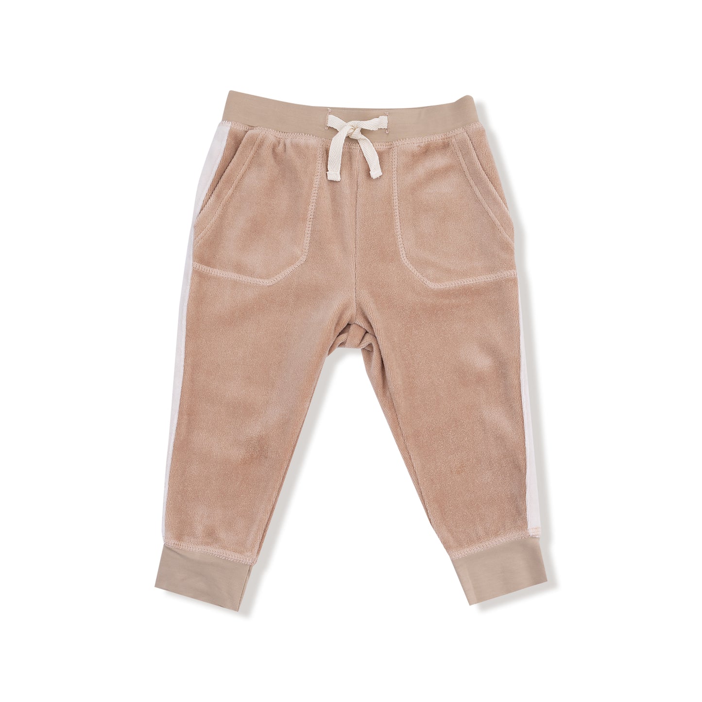 Zip Hoodie + Varsity Stripe Jogger Set in our  Velour Teddy Bear print from Angel Dear