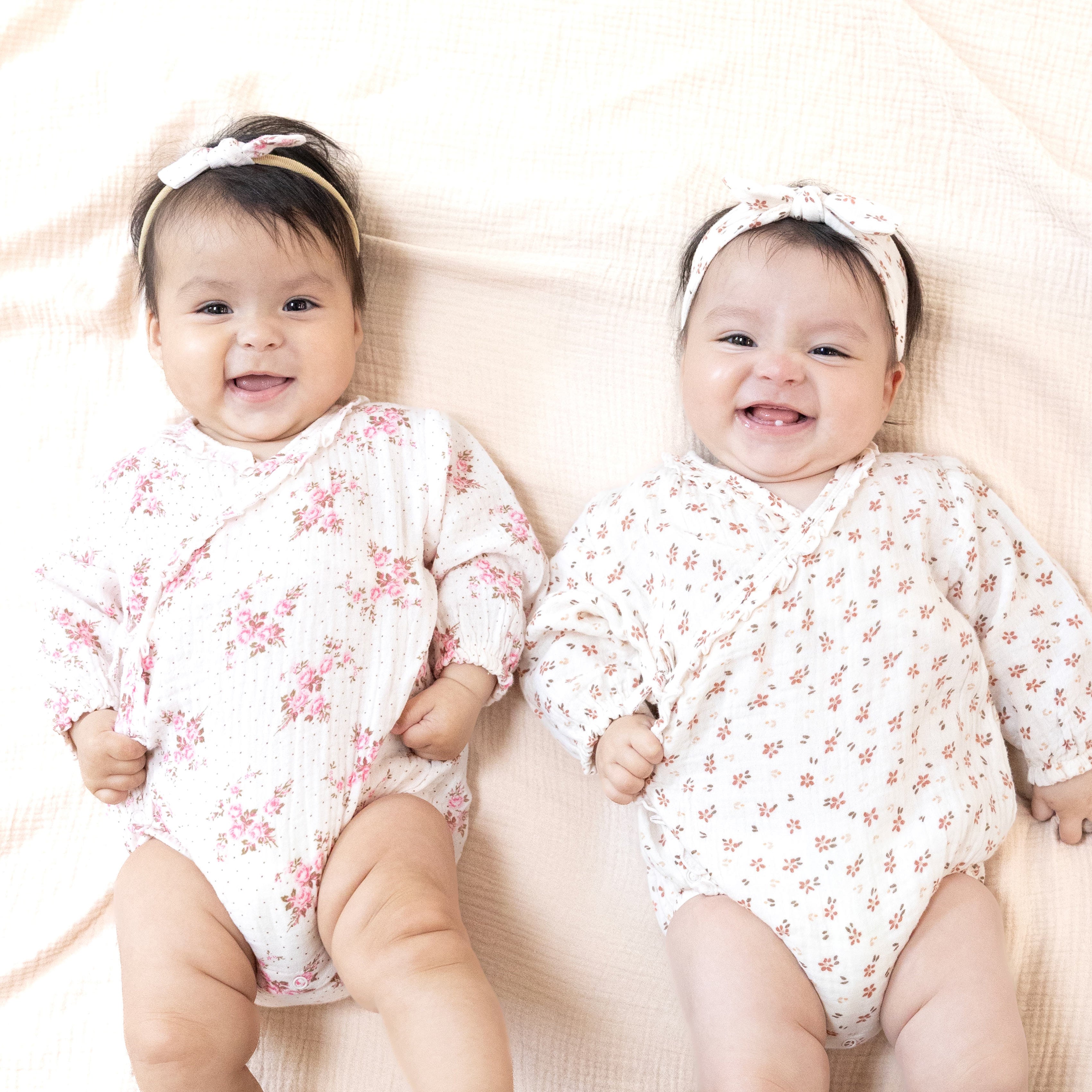 Long Sleeve Kimono Bodysuit in our  Belle Rosette Dot print from Angel Dear