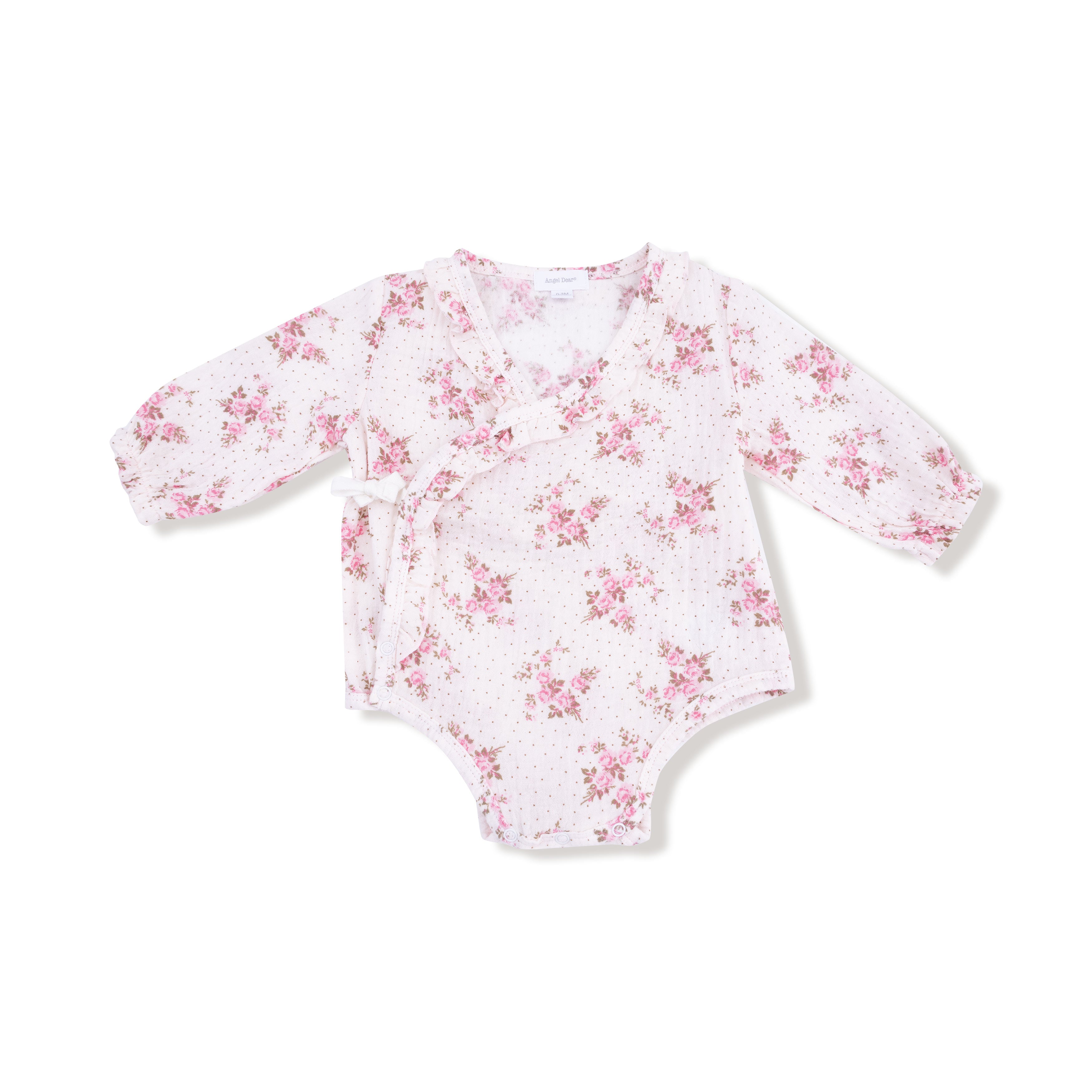 Long Sleeve Kimono Bodysuit in our  Belle Rosette Dot print from Angel Dear